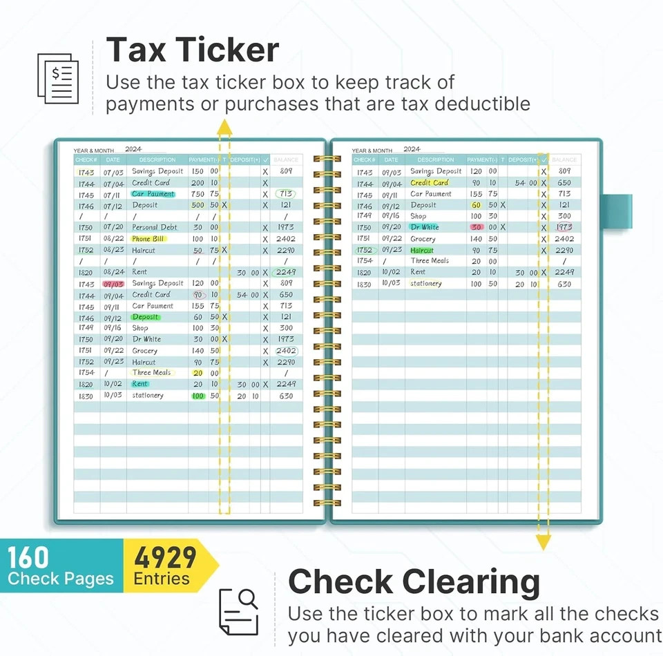 Check Registers for Personal Checkbook Register, Bank Accounting Ledger Book for