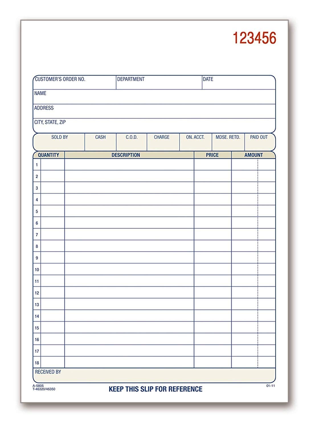 Adams Sales Order Book, 3-Part, Carbonless, White/Canary/Pink, 5 PACK, White