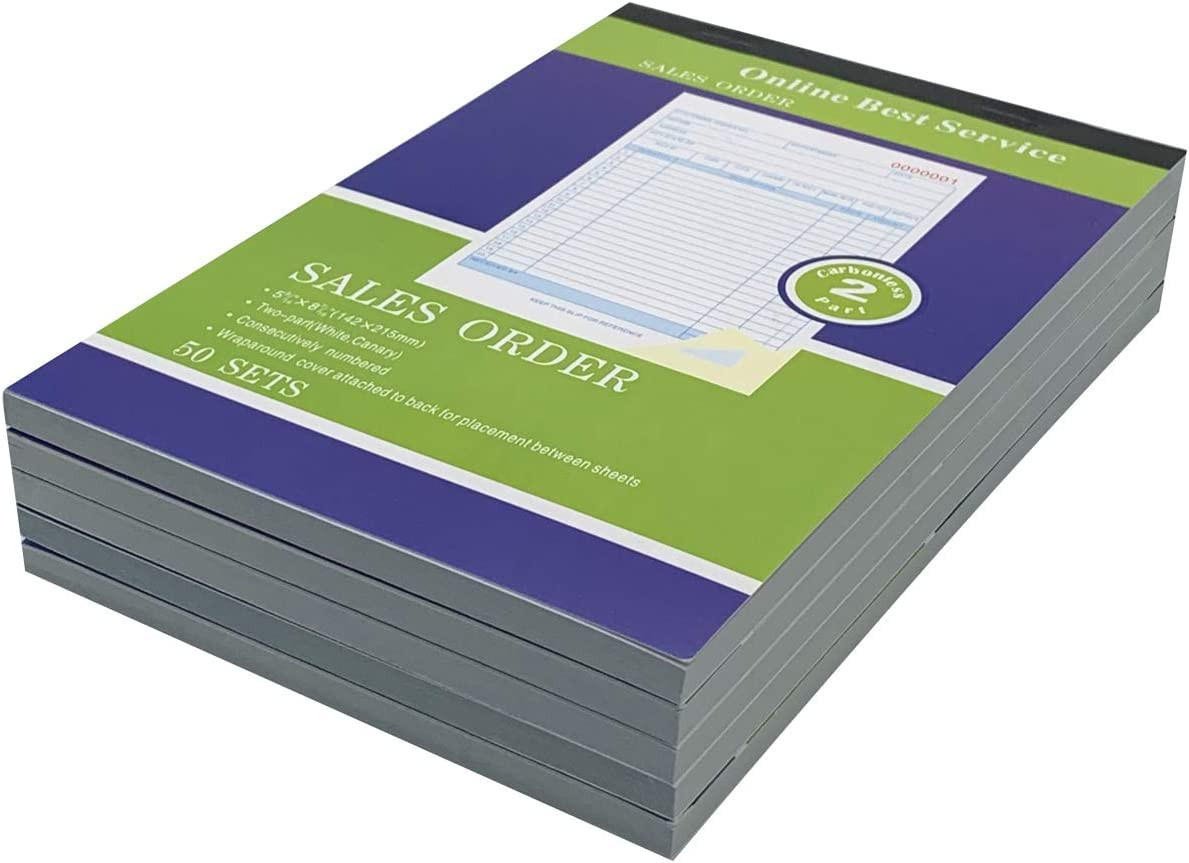 5 Pack Large Sales Order Book Receipt Invoice Duplicate Carbonless 50 Sets 5.9/1