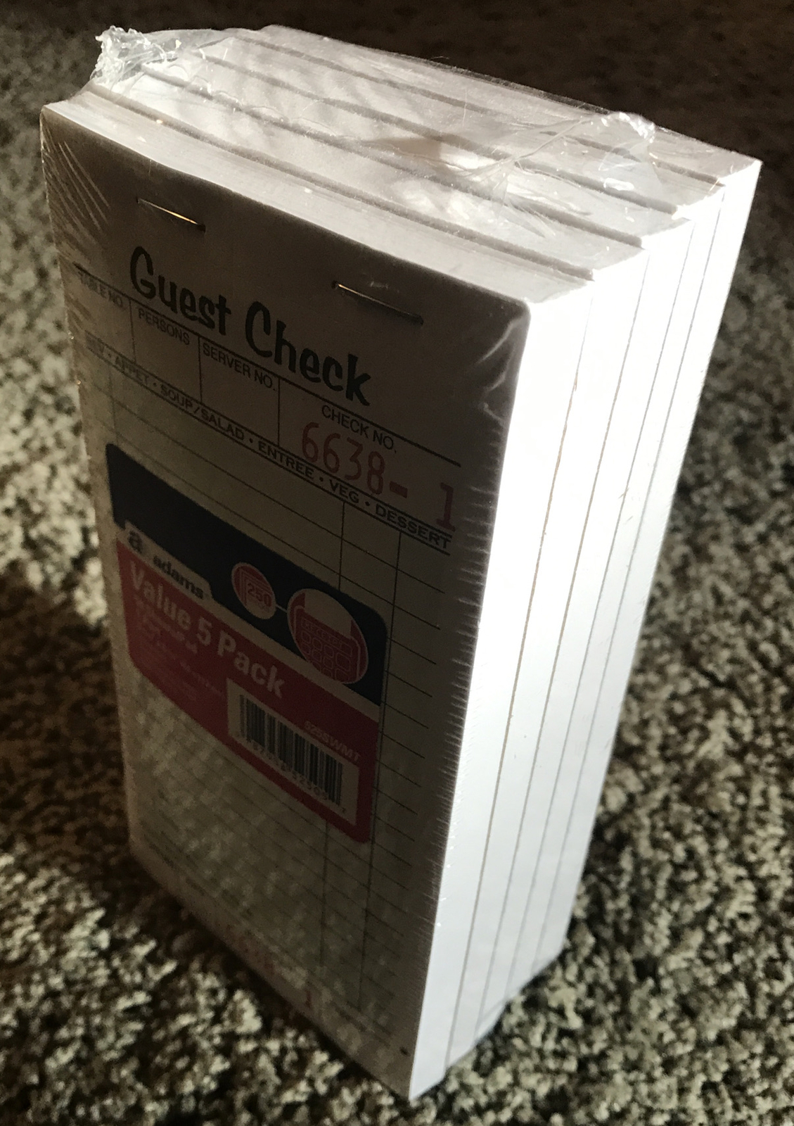 Adams Guest Check Pads, 5 Pack, Perforated, White, 3-2/5″ X 6-3/4″, 525SWMT