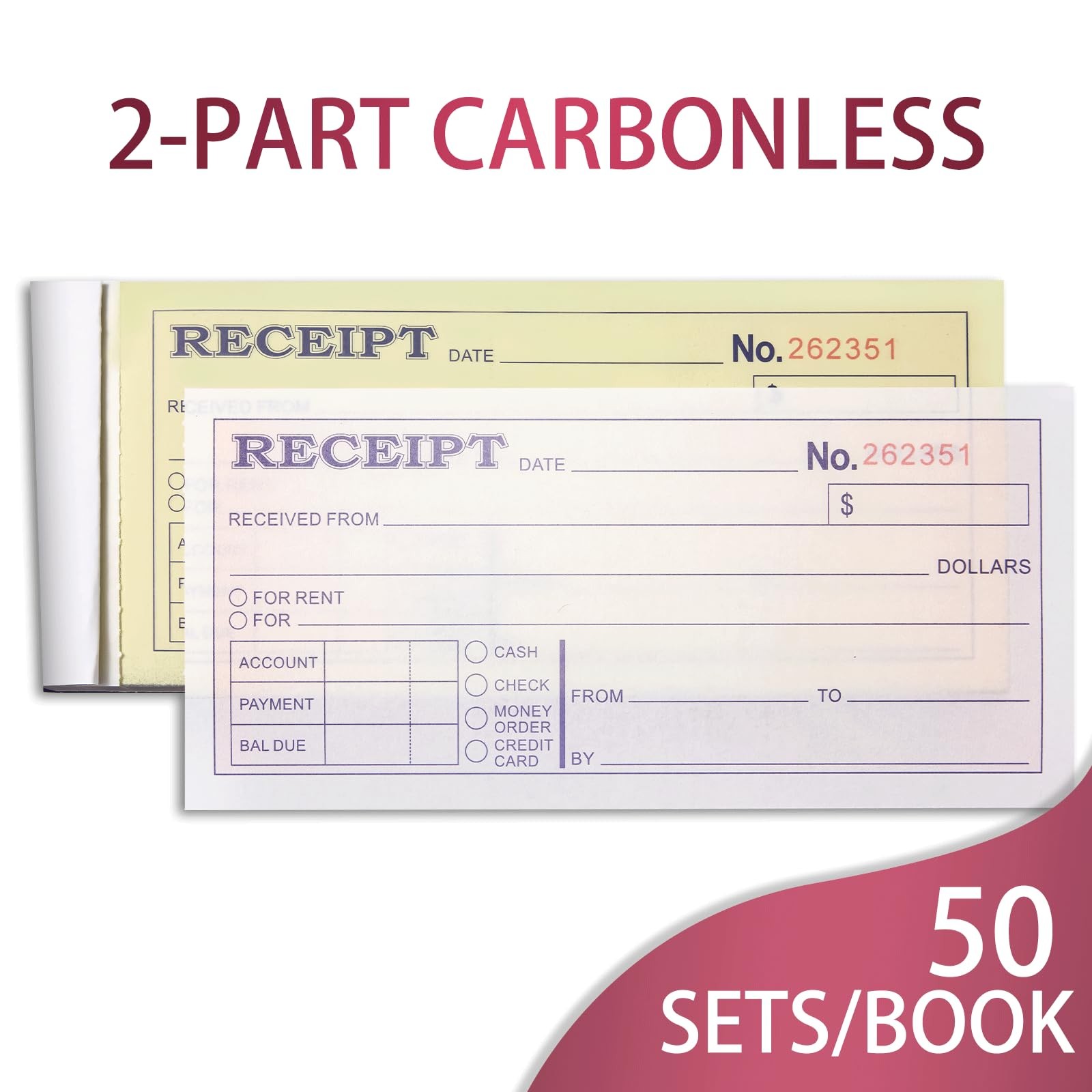XKDOUS 6 Pack Receipt Book with Carbon Copies, Money and Rent 2…