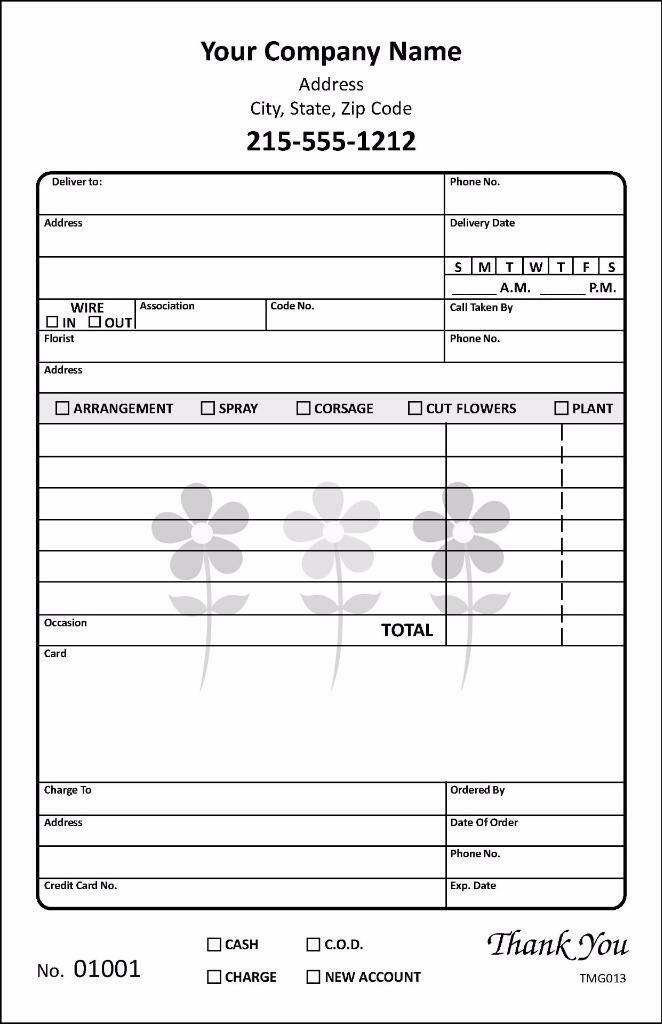 500 Florist Flower Shop 2 Part Invoice Receipts 5.5×8.5 / Numbered / TMG013