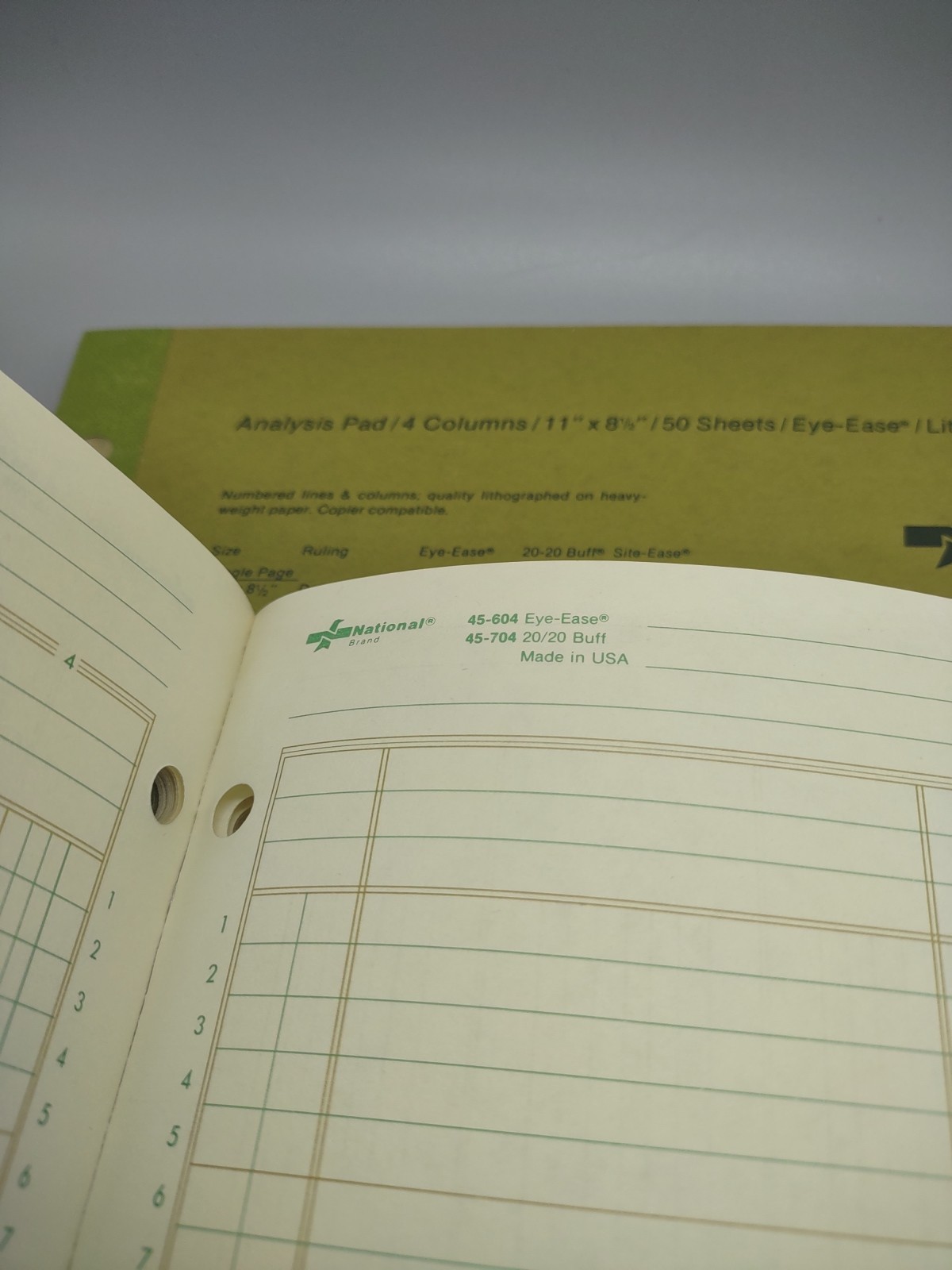 X2 National Brand Analysis Pads 4 Column 45-604 VTG New 50 Sheets 11×8.5 Ledger
