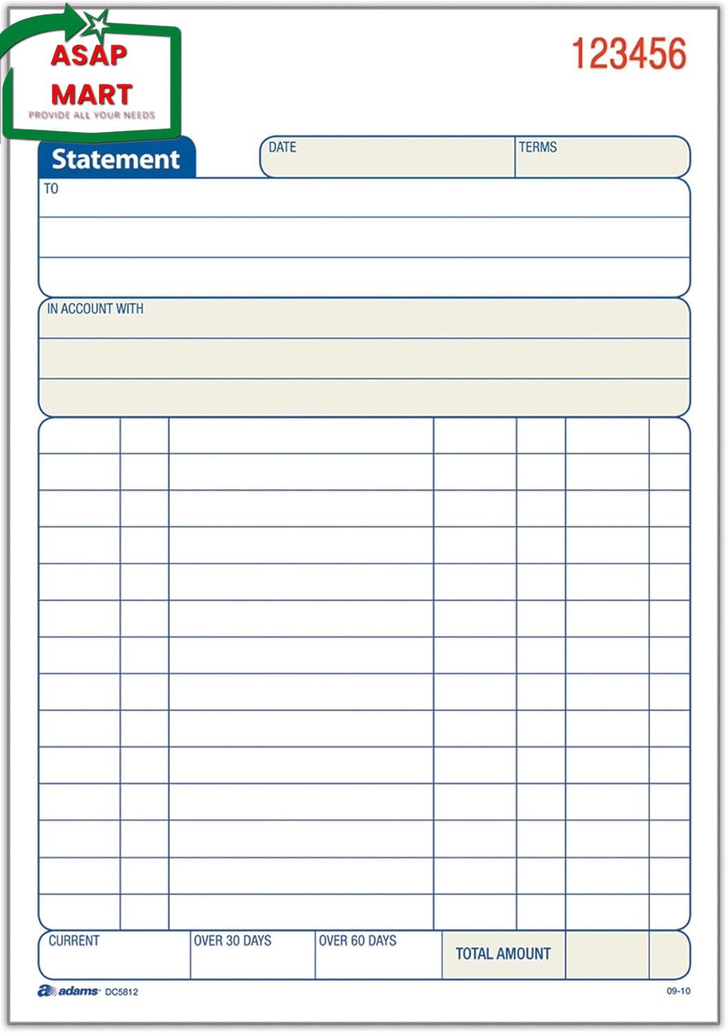 Tops Adams Statement Book, 2-Part Carbonless, White/Canary, 5-9/16 X 8-7/16 Inch