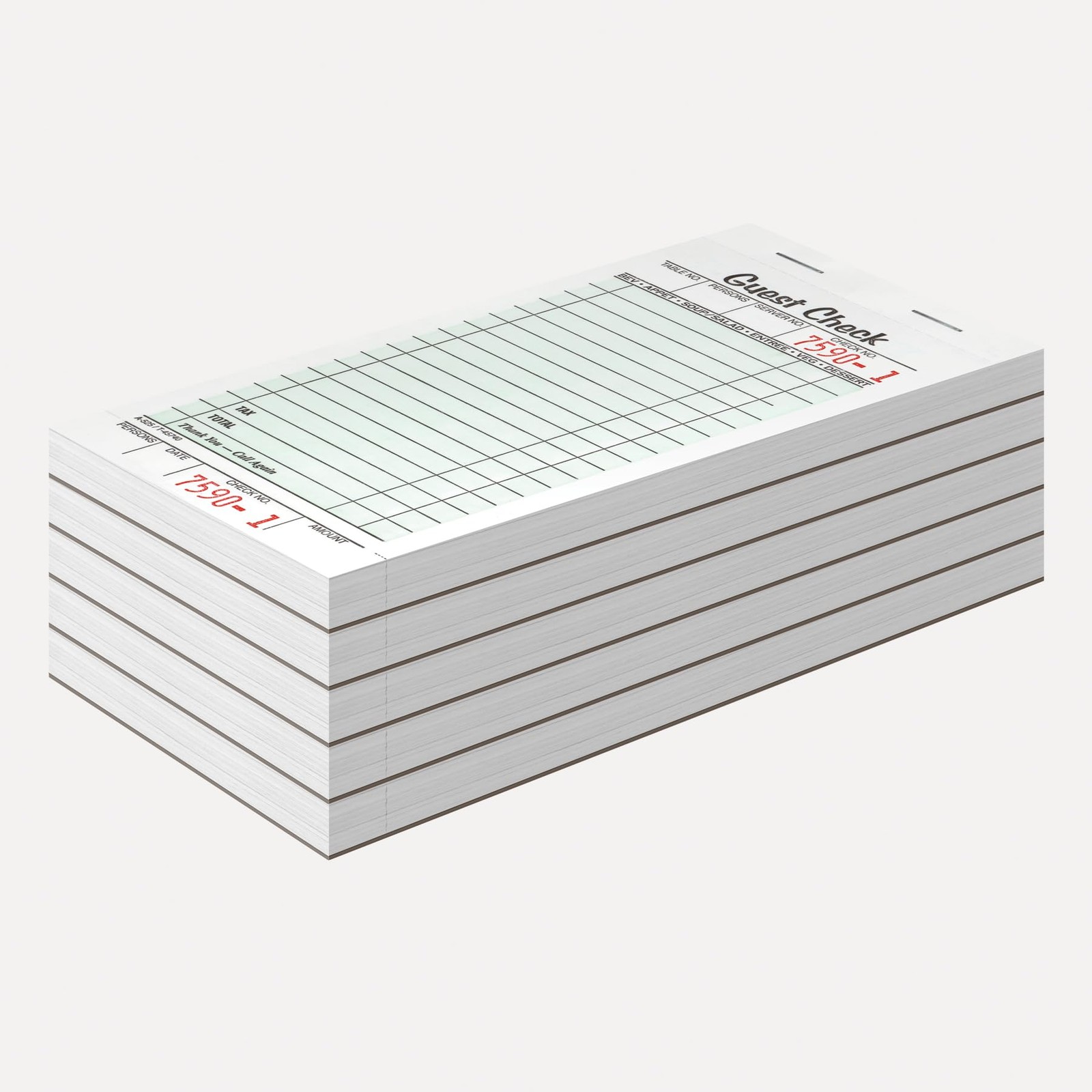 Adams Guest Check Pads, Single Part, Perforated, White, 3-2/5″ x 6-3/4 “, 50