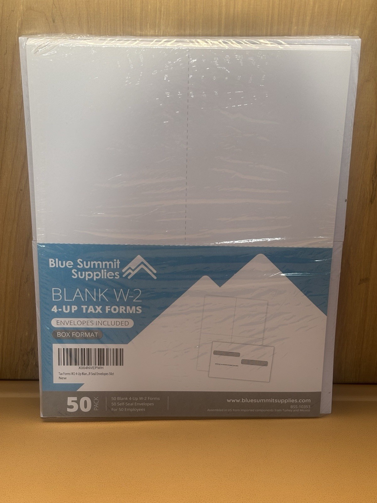 Blue Summit Supplies Blank W-2 4-Up Tax Forms 50 Pack w/ Envelopes New