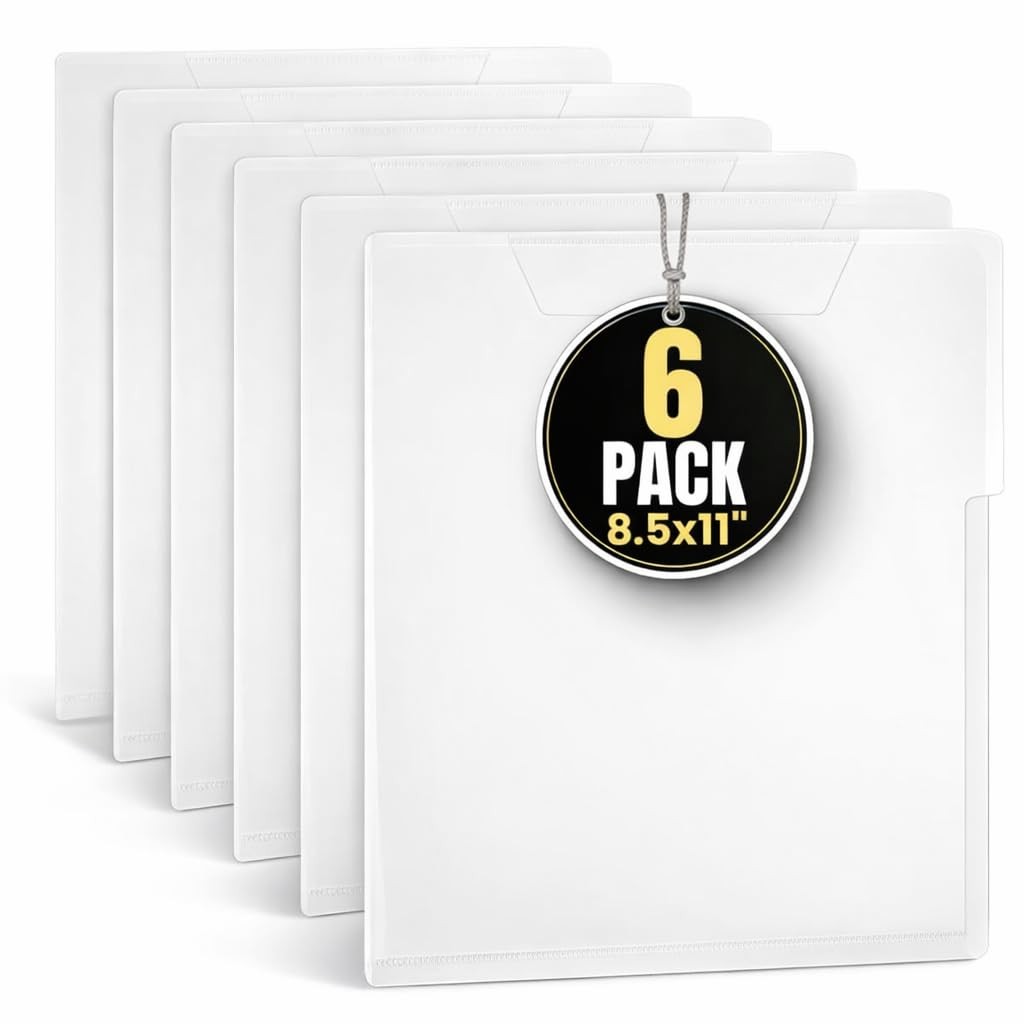 1InTheOffice Clear Plastic Folder Letter Size, Poly File 3 Tab,