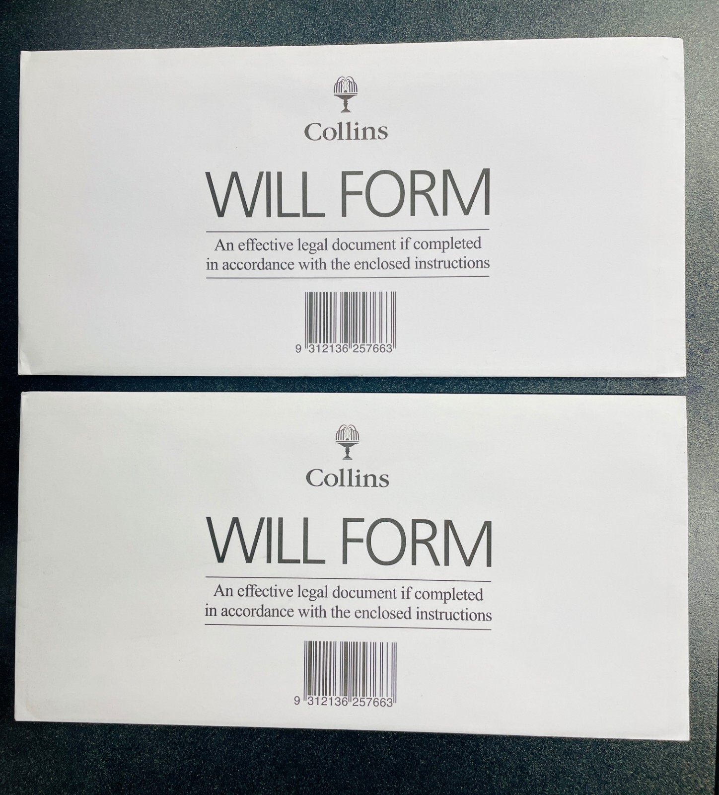 2 x Full Sets Of Collins Australian DIY Will Kit Form / Envelope / Instructions