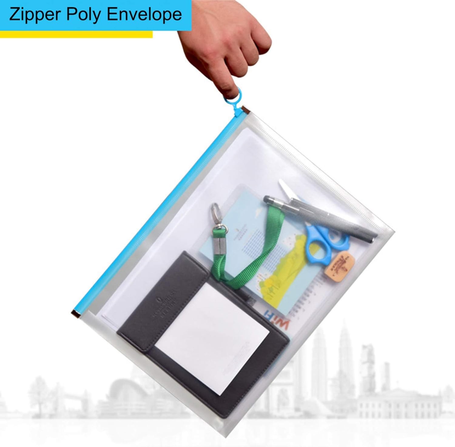 9×12 Clear Zip Plastic Envelopes File Document Paper Holder Pack of 12 12