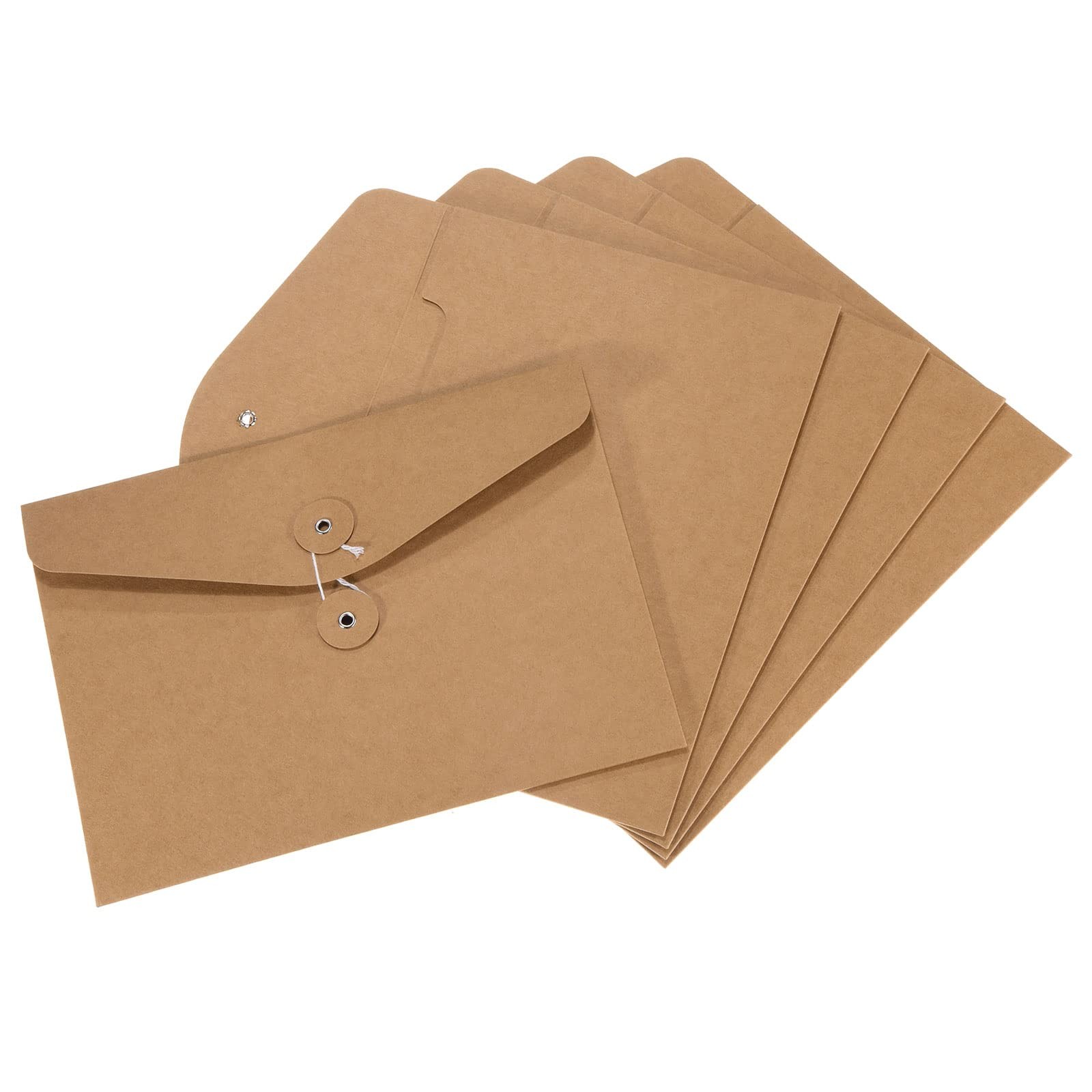 PATIKIL String Envelope File Folders 5 Pack A5 Size Document Medium, Brown