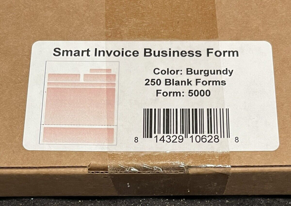 250 SHEETS SMART INVOICE PAPER FORM 5000 – VERSA CHECK BURGANDY PERFORATED. NIB