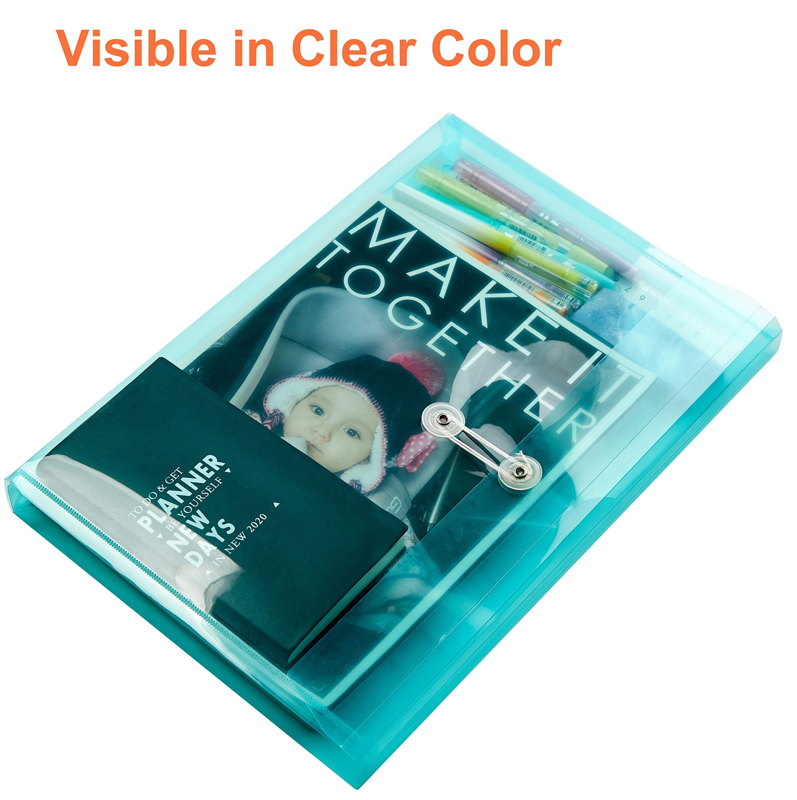 FANWU Plastic Legal Size Envelopes with String Tie Assorted Colors – 6 Pack