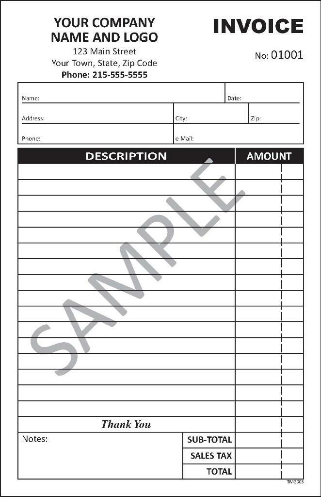 250 Custom 2 Part Forms /Invoice/Sales Receipt/Estimate/Quote/Proposal TMG003