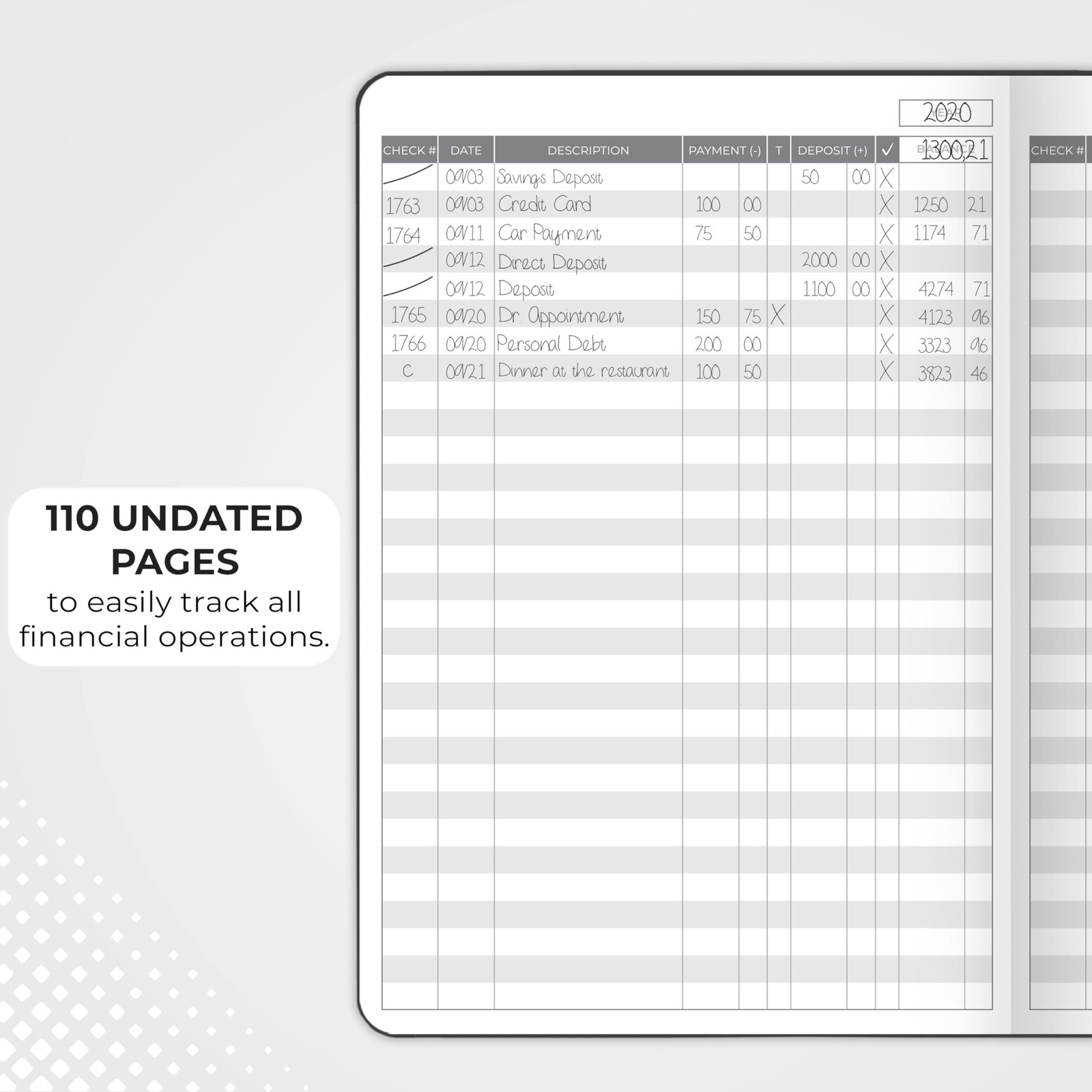 Clever Fox Check Register Book – Deluxe Transaction A5 (5.8” x 8.3”), Black