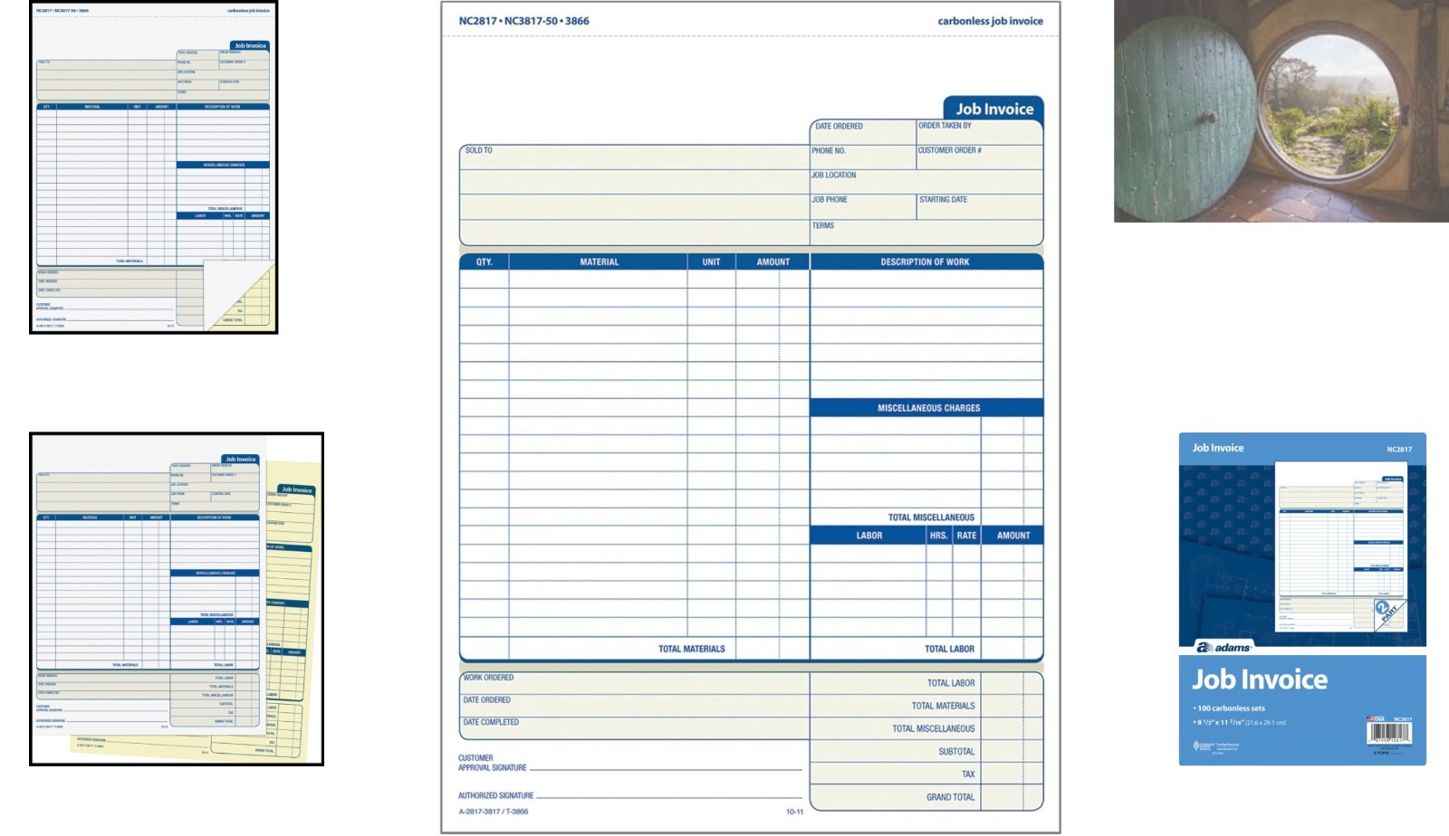 Professional 2-Part Carbonless Job Invoice Forms for Service & Repair – 100 Sets
