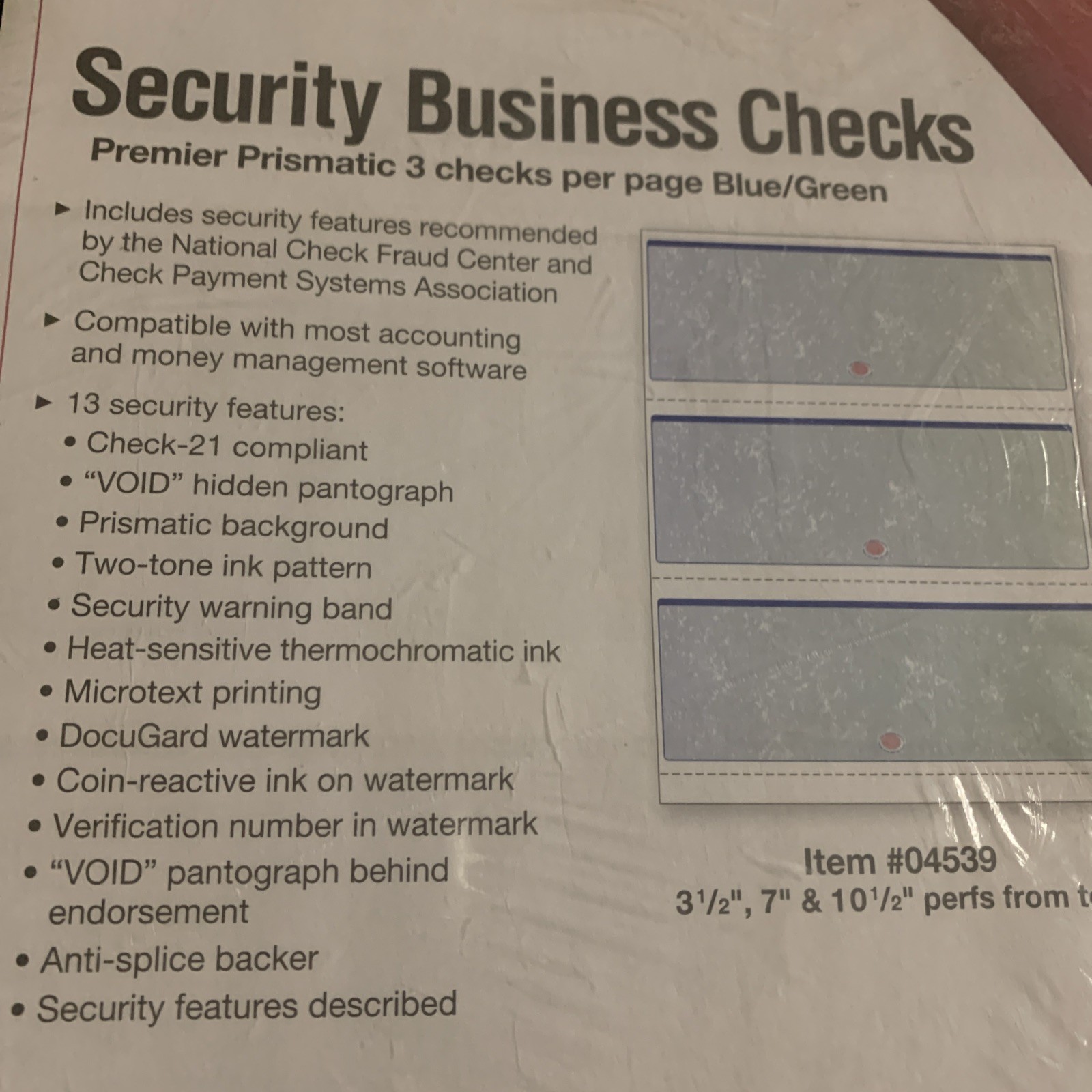 High-Security 8.5 x 11 Prismatic Check Paper – 3 Perforated Checks, 500 Count
