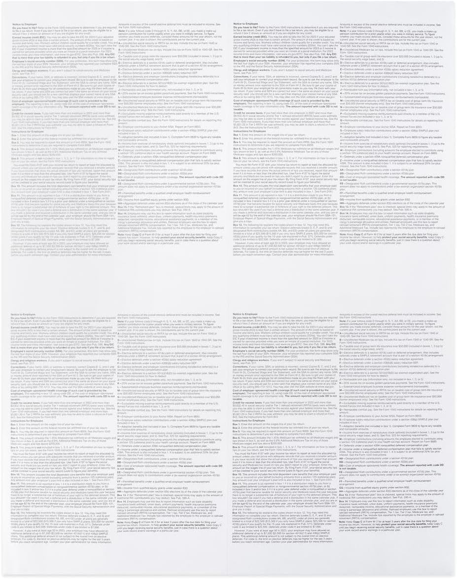 Blank W2 4 Up Tax Forms 2025, 25 Employees kit, Instructions in Back of the F…