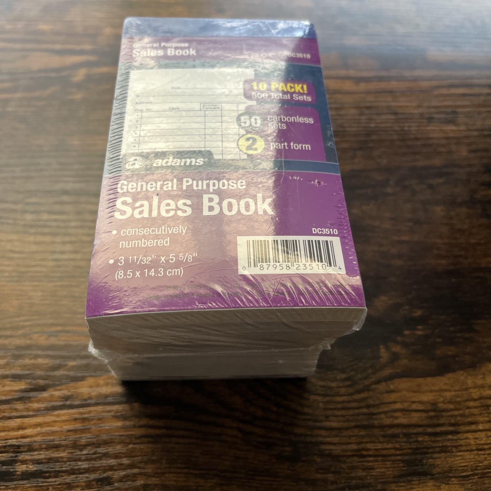 Adams General Purpose Sales Book, Carbonless (Sealed Pack Of 10, DC3510)