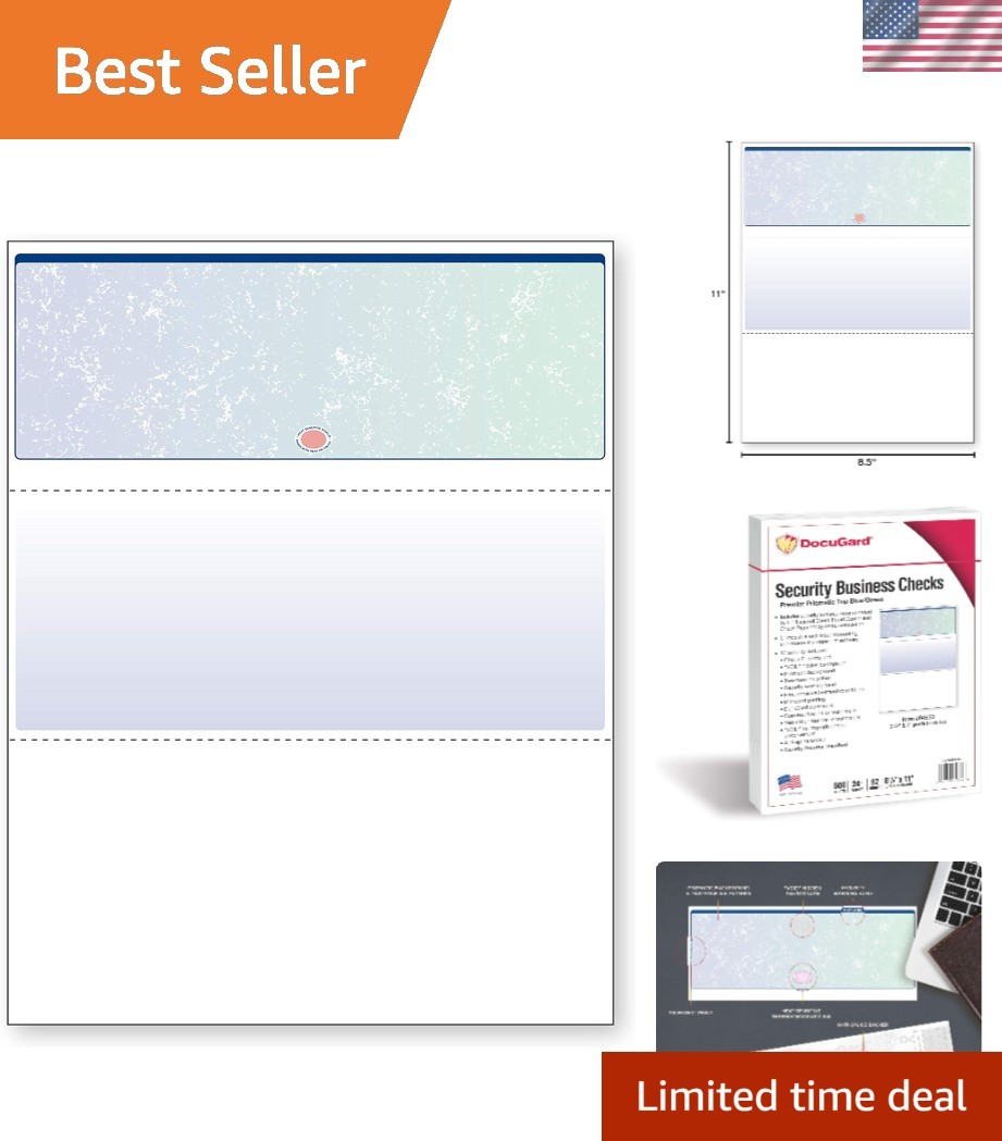 Secure Blue/Green Prismatic Check Paper – 500 Sheets with 13 Anti-Fraud Features