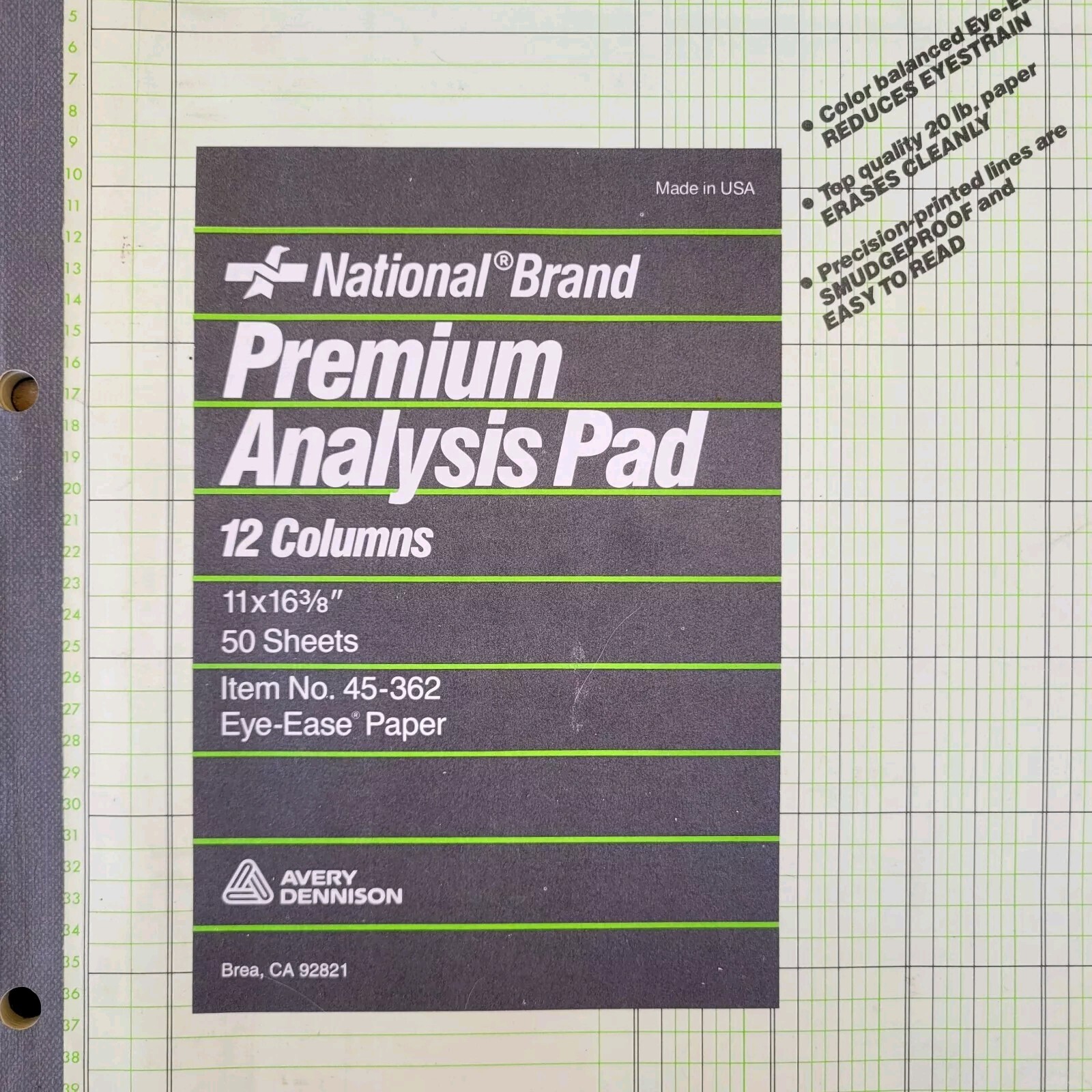 National Brand 2 Premium Analysis Pads 12 Columns 45-362 11X16 50 Sheet READ Vtg