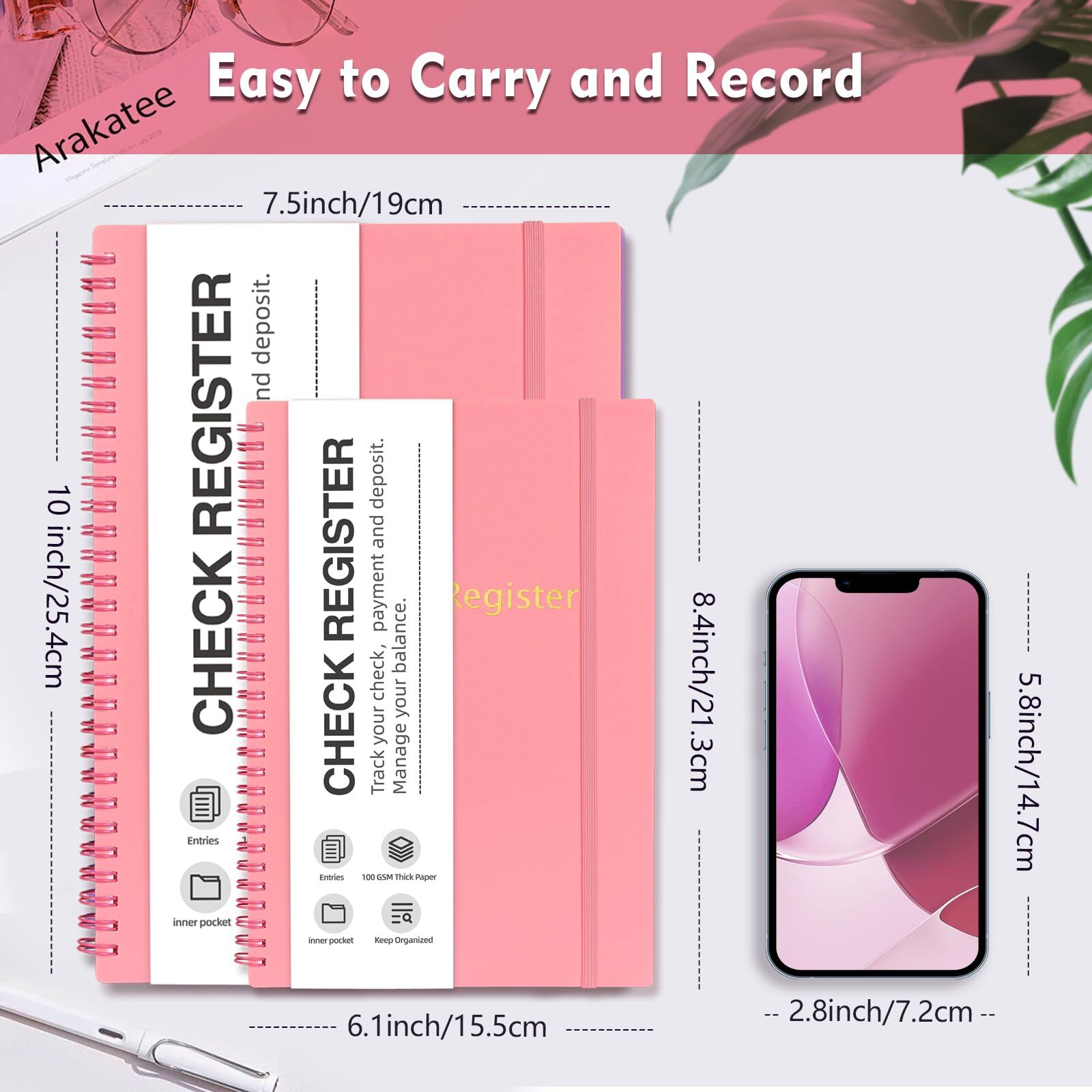 Double Spiral Check Registers Budget Planner for Personal Checkbook