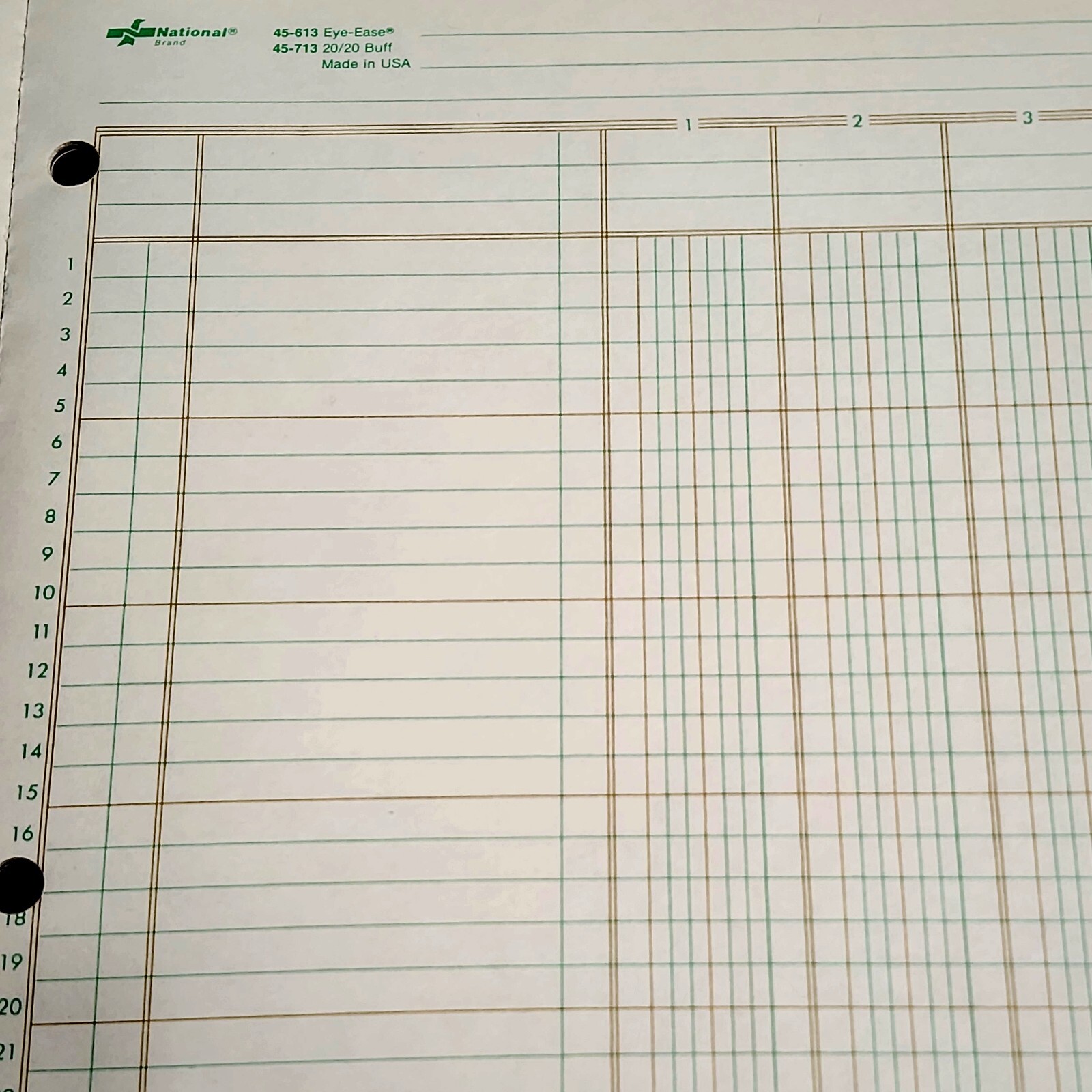 3 Pack NATIONAL Analysis Pad 13 Column Green Paper 11 X 16 3/8 100 Sheets 45-613