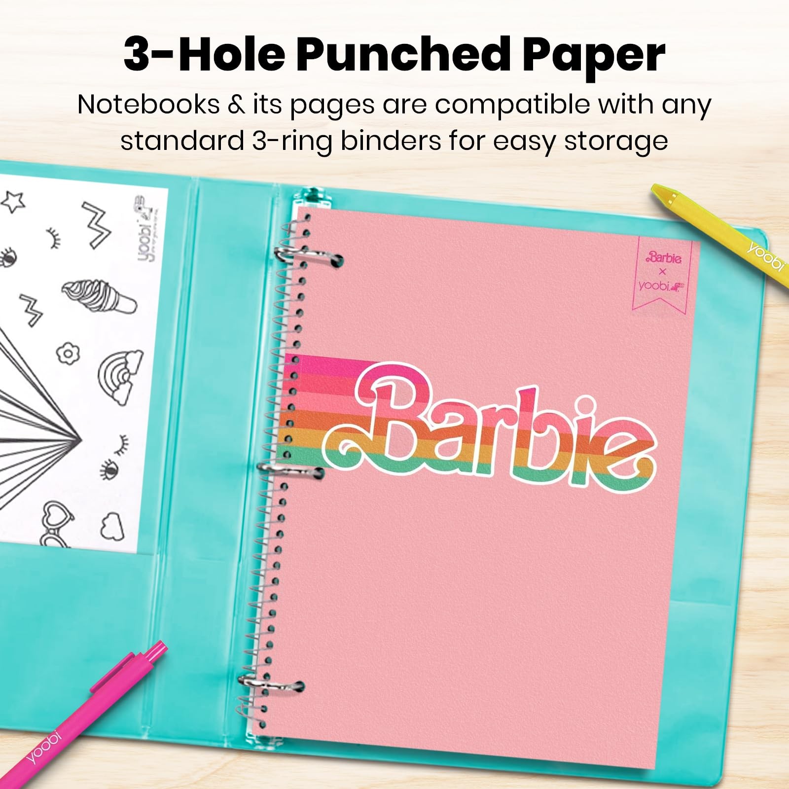 Barbie X College Ruled Spiral Notebook Set – 3-Pack of 1 Subject Notebooks, P…