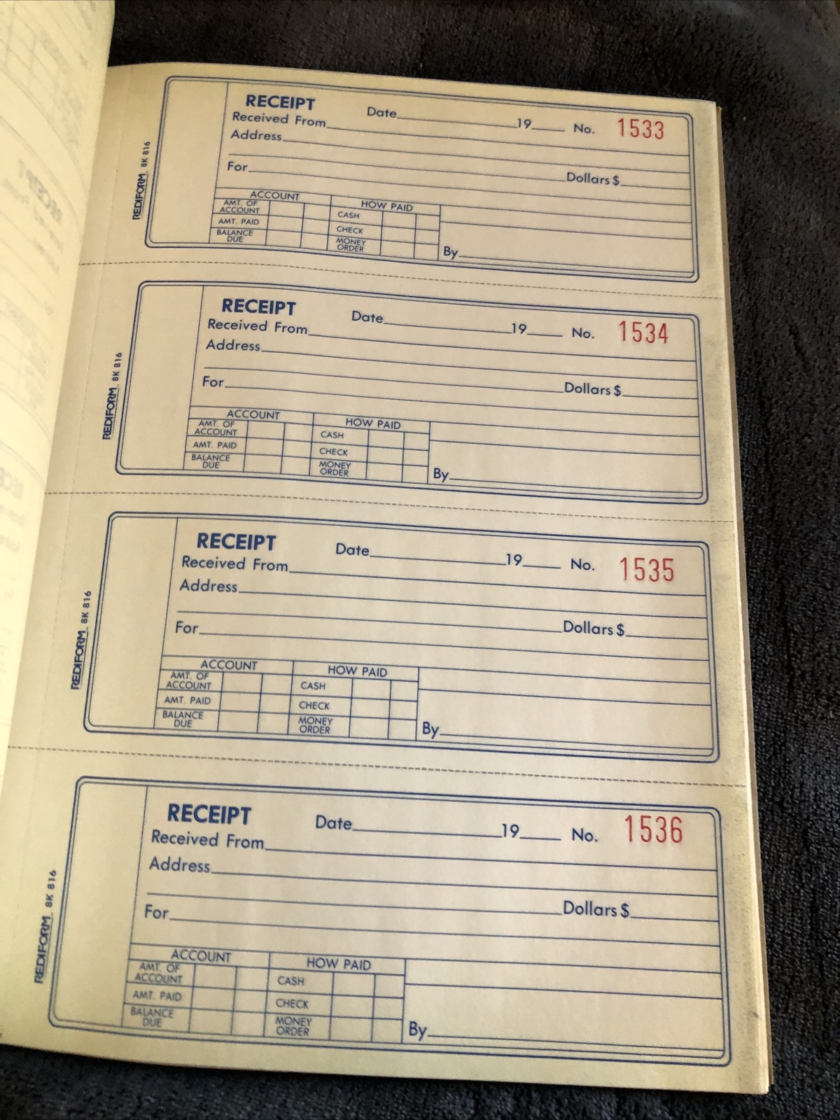 Carbonless Money Receipt Book – 400 Sets REDIFORM 8K 816 Unused