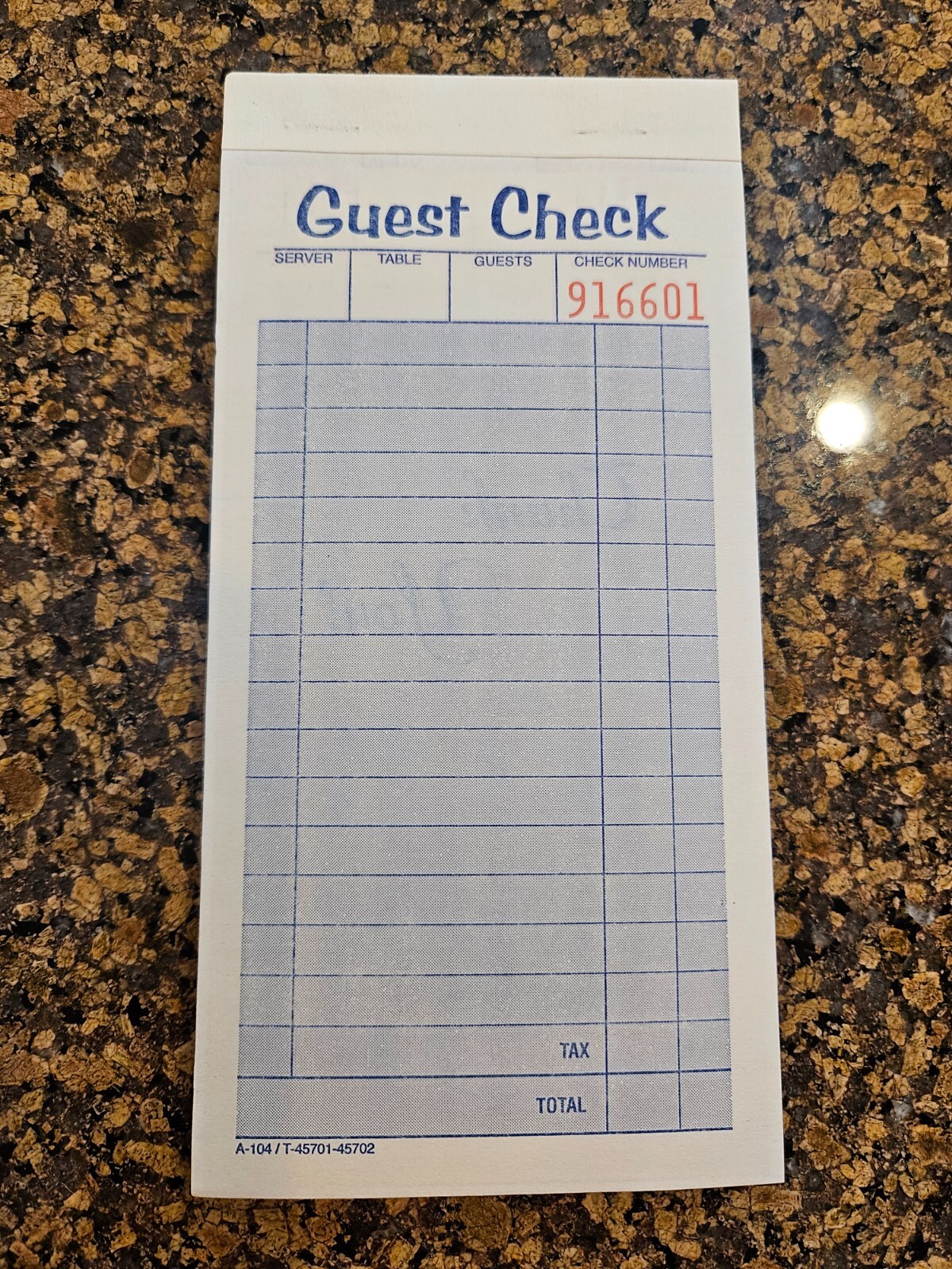 Guest Check Order Pad Perforated Carbon Copy Junk Journal Paper Crafts Receipt