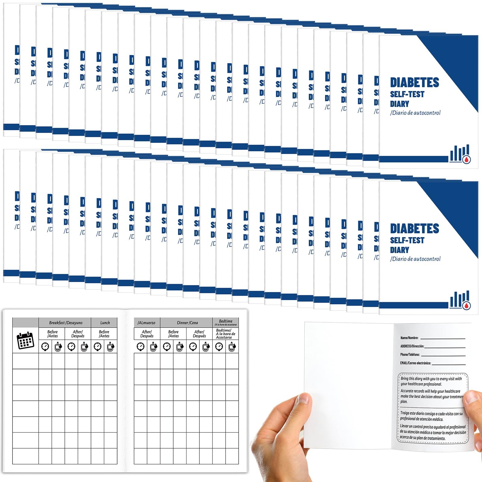 Gilprop 24 Pcs Diabetic Log Books 3 x 4 Inch Daily Glucose Blood Pressure…