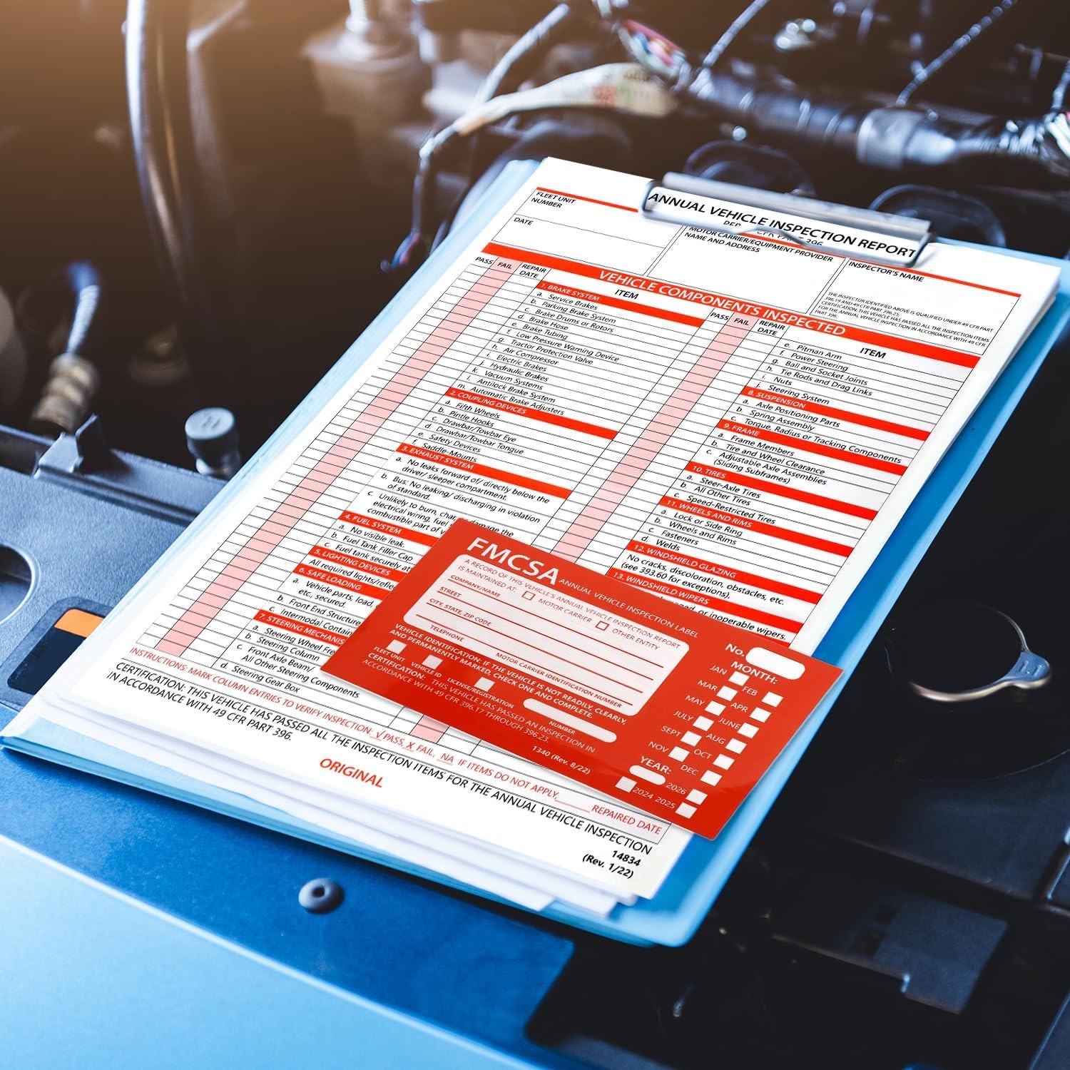 10 Pack Annual Vehicle Inspection Report Form, 10 Pack FMCSA Inspection Labels
