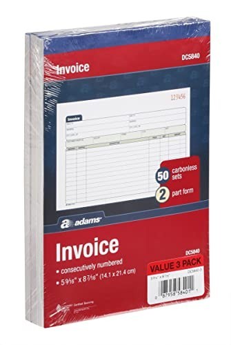 Carbonless Invoice Book 3 Pack – 2 Part Sales Slips, 50 Sets Each, 5.5″x8.5
