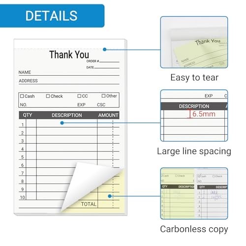 12 Pack Carbonless Receipt Books for Small Business, 3.5×5.5 Inch, 600 Sets