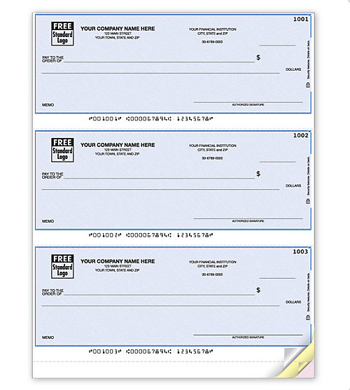 Business Checks 3 Per Page by NEBS / Deluxe DLA104 or DLA105 -Lined / Unlined