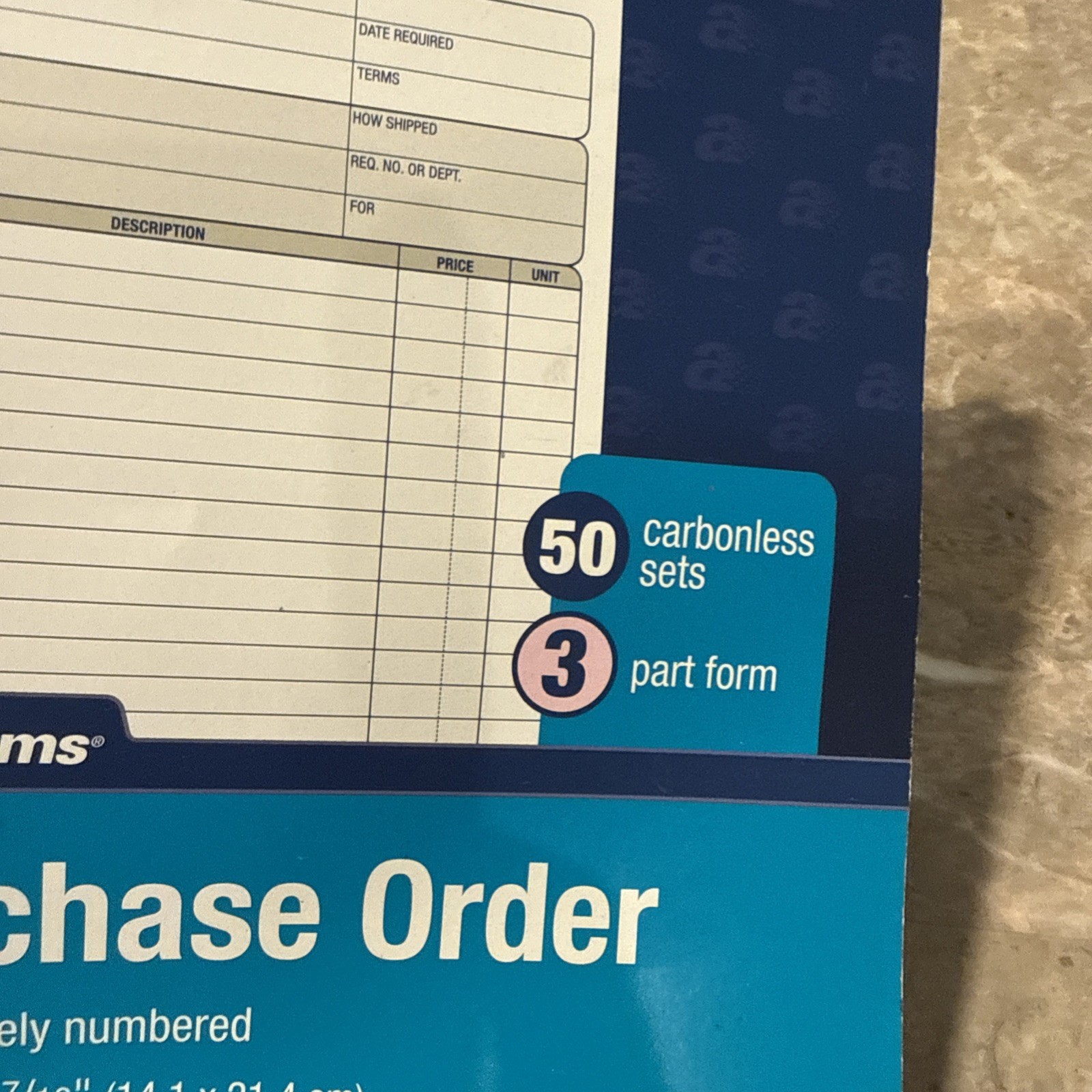 TWO Adams TC5831 Purchase Order Book 3 Part 50 Sets 5-9/16 x 8-7/16″