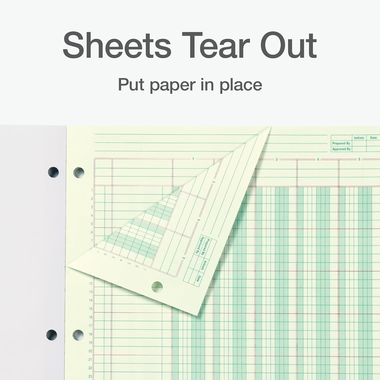 Columnar Analysis Pad, 5 Column Ledger, 8.5″ X 11″, 100 Pages (50 Sheets), Green