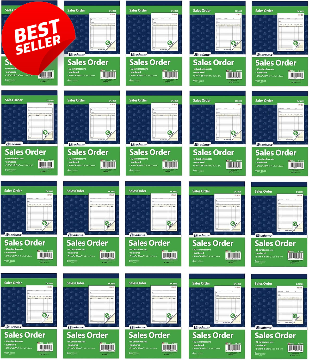 Sales Order Book 2-Part Carbonless White/Canary 50 Sets DC5805 20 Pack US