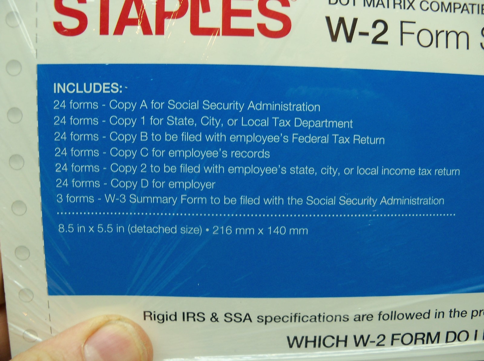 24 Count Pack of Staples Dot Matrix 2017 IRS Tax W-2 6-Part Form Sets USA W2