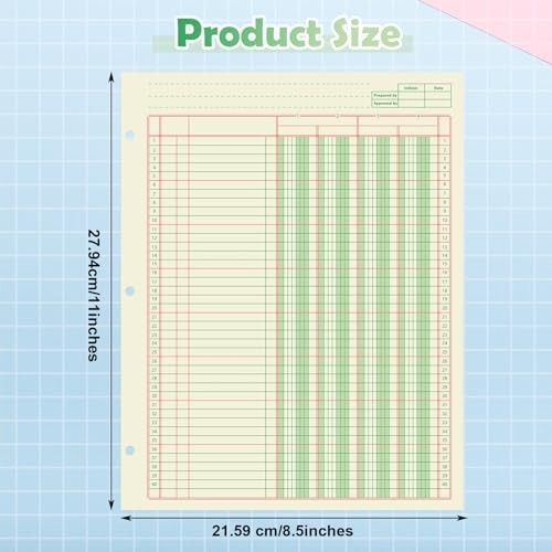 2 Pack Columnar Pad 100 Sheets Accounting Ledger Paper Green Analysis Book 8.5″x