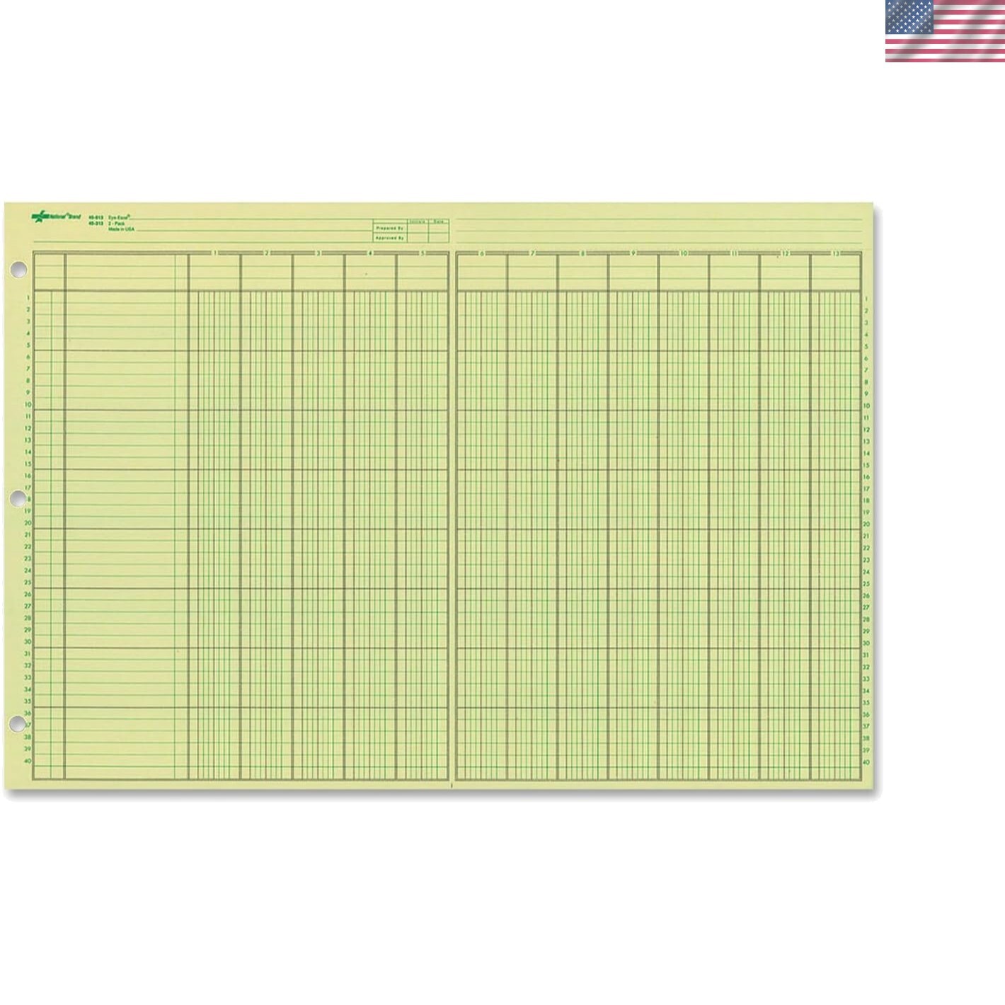 Glued Binding 11×16 Green Analysis Pad – 13 Column Soft Cover for Easy Recording