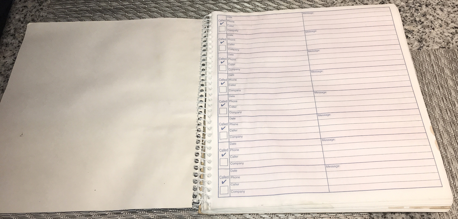 Adams Voice Mail Log Book 960 Messages 8 1/4” X 8 1/2” #S8796
