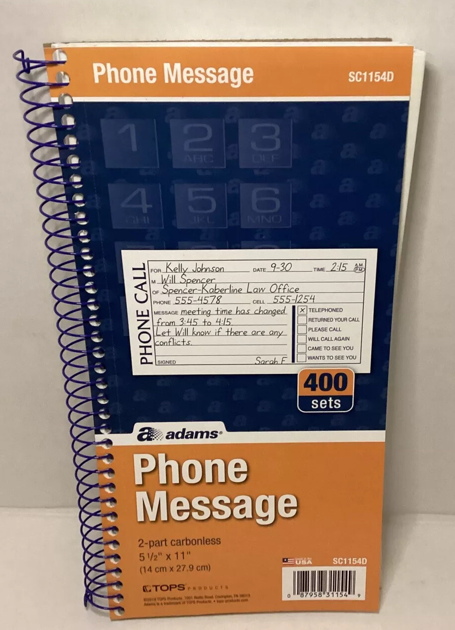 Adams phone message 2-part carbonless 400 sets 1 books office supplies 2019