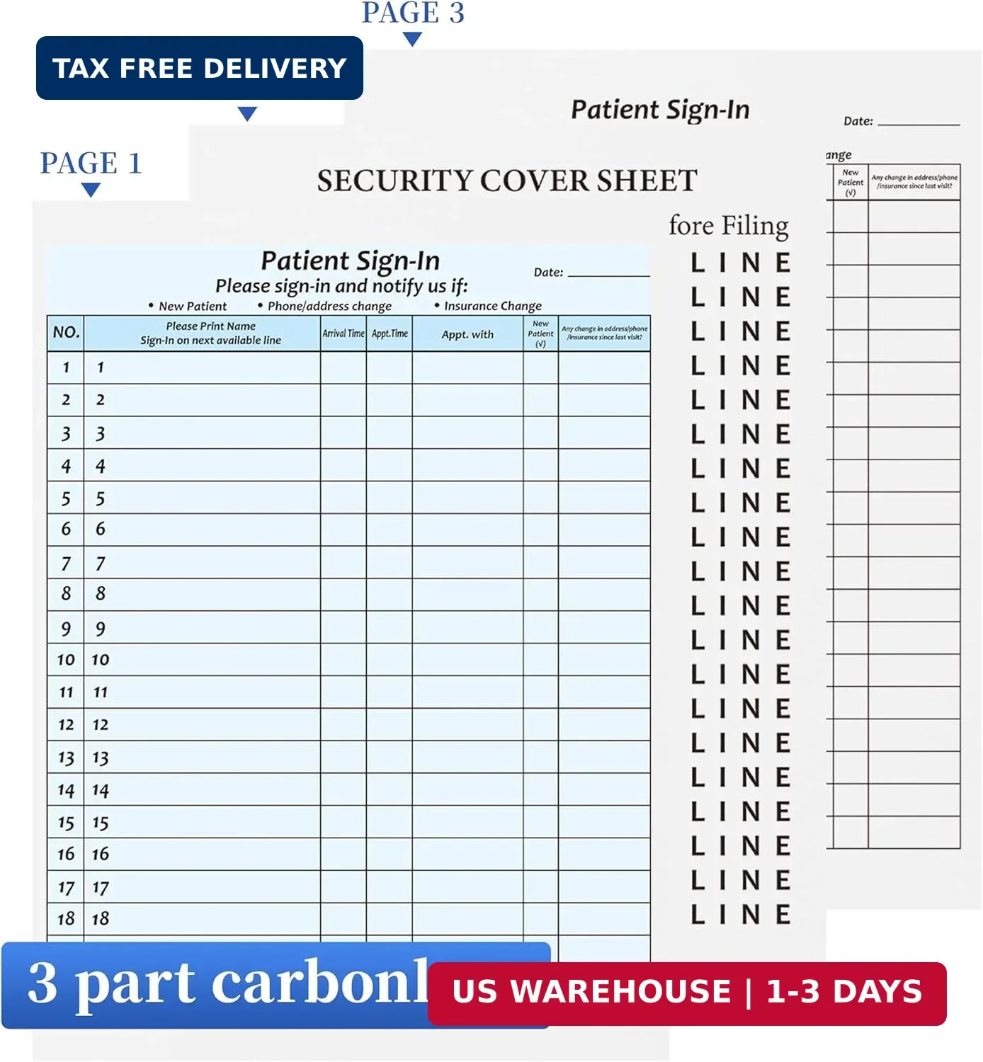 30Packs,Patient Sign in Sheets,HIPAA Compliant,Adhesive Peel-Off Patient Form