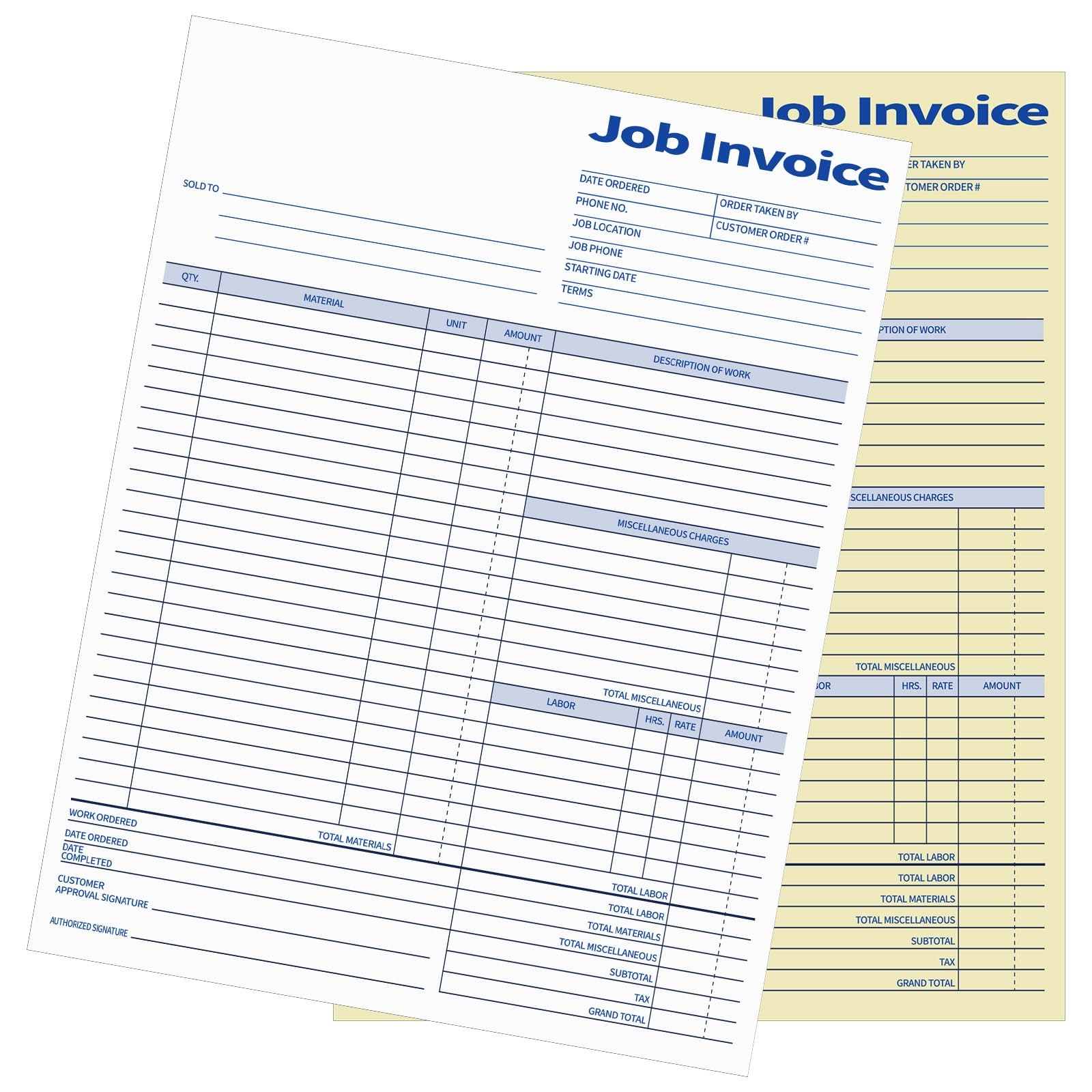 Crtiin 2 Pcs Contractors Invoice Book Carbonless Forms Receipt Book 8.5 x 11 Inc