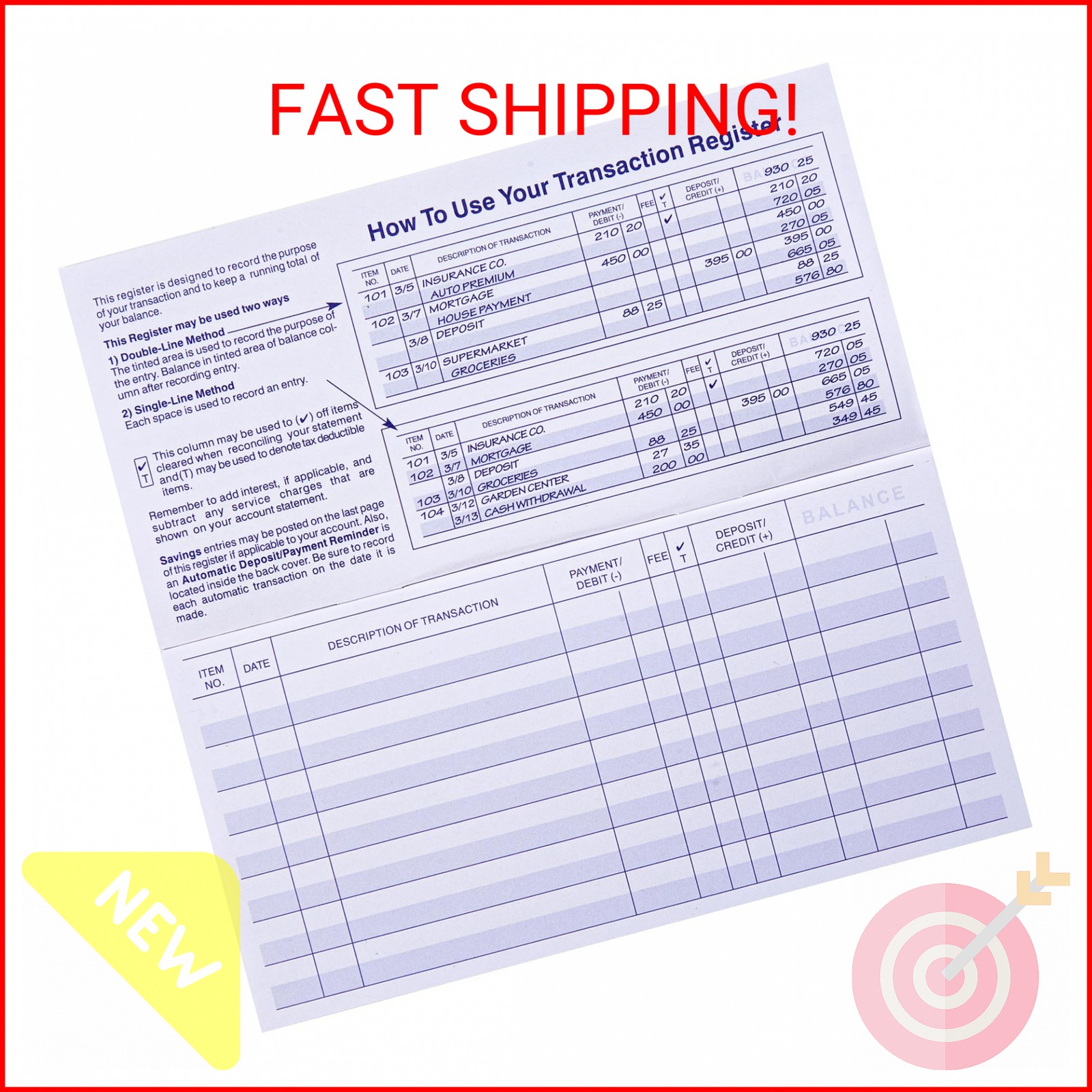 24 PCS Check Registers for Personal Checkbook, Easy to Read Checkbook Register