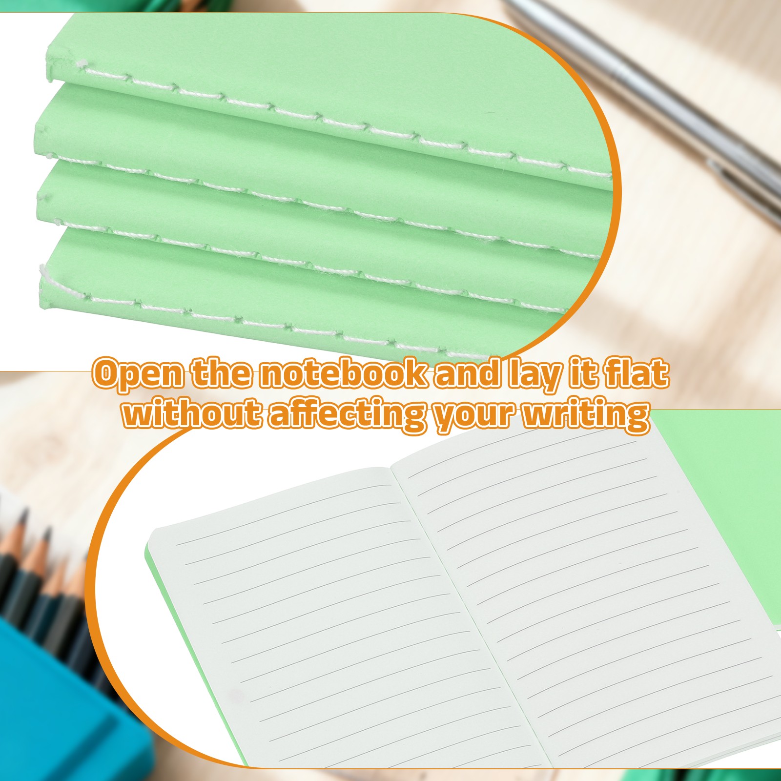 6 Pack A6 Notebook, A6 Journal Mini Notebook Pocket Kraft,Light Green
