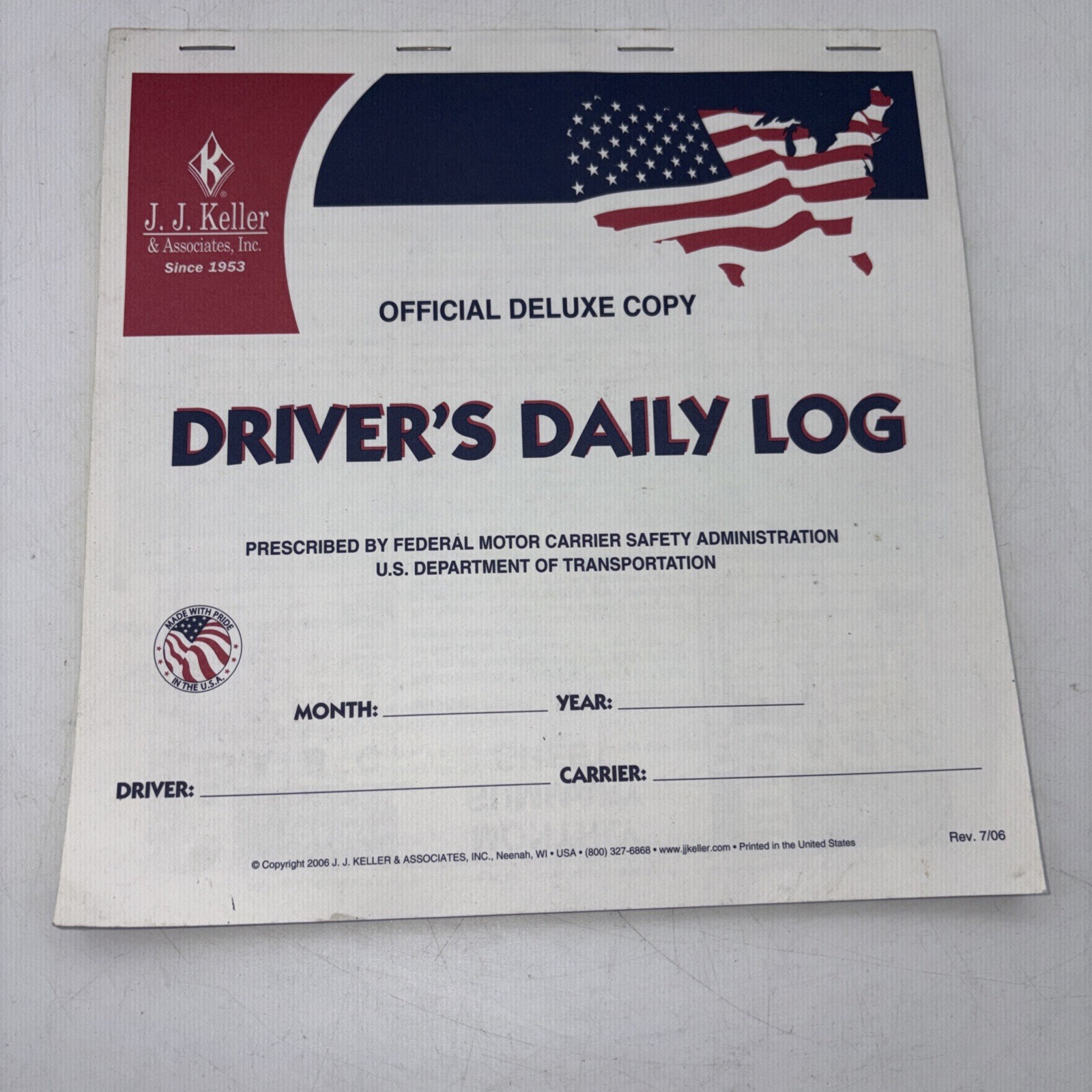J. J. Keller & Associates Driver’s Daily Log Book Official Deluxe Copy