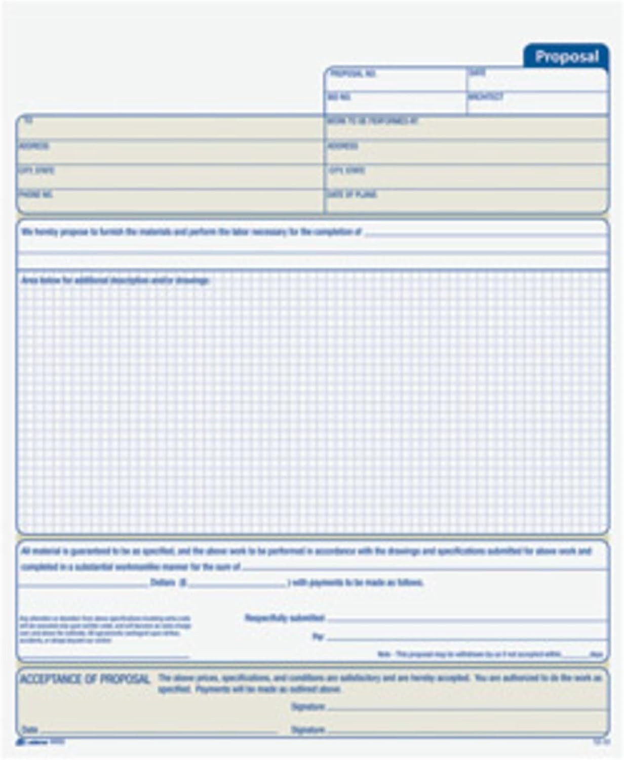 Carbonless Proposal Form Book, 2-Part, 50 Sets, 10.19 x 8.38 Inches