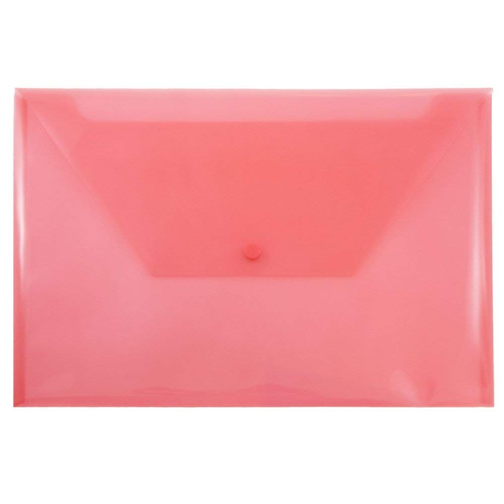 JAM PAPER Plastic Envelopes with Snap Closure – Legal Size, Assorted 6 Pack