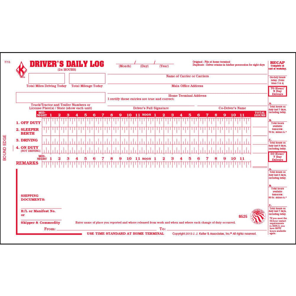 J. J. Keller 10-pk. Driver Daily Log Book with Detailed DVIR & Daily Recap,